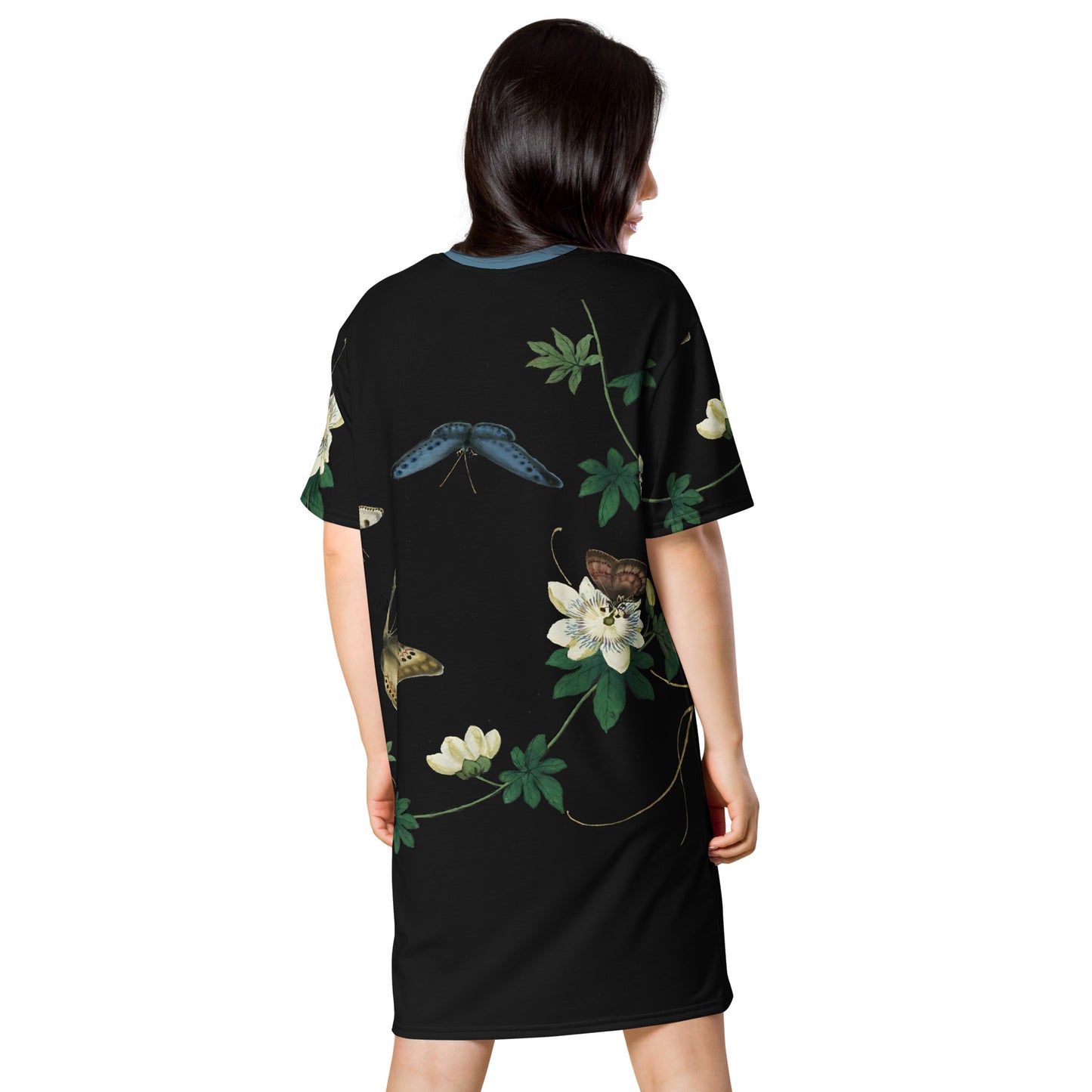 Cats And Butterflies Of Longevity|Butterflies amidst the Edible Fruited Passion Flowers|T-shirt dress