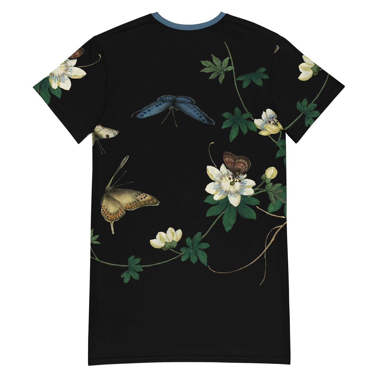 Cats And Butterflies Of Longevity|Butterflies amidst the Edible Fruited Passion Flowers|T-shirt dress
