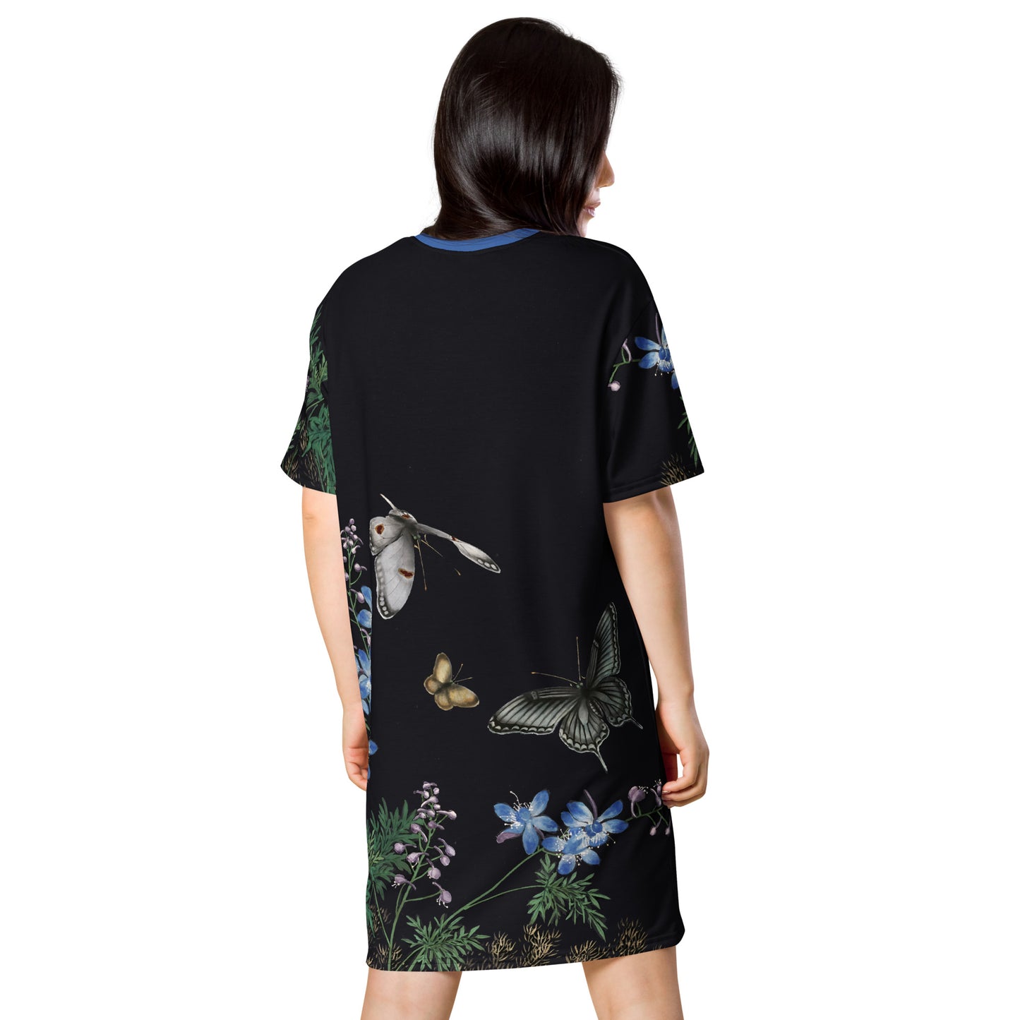 Cats And Butterflies Of Longevity|Flowers and Butterflies|T-shirt dress