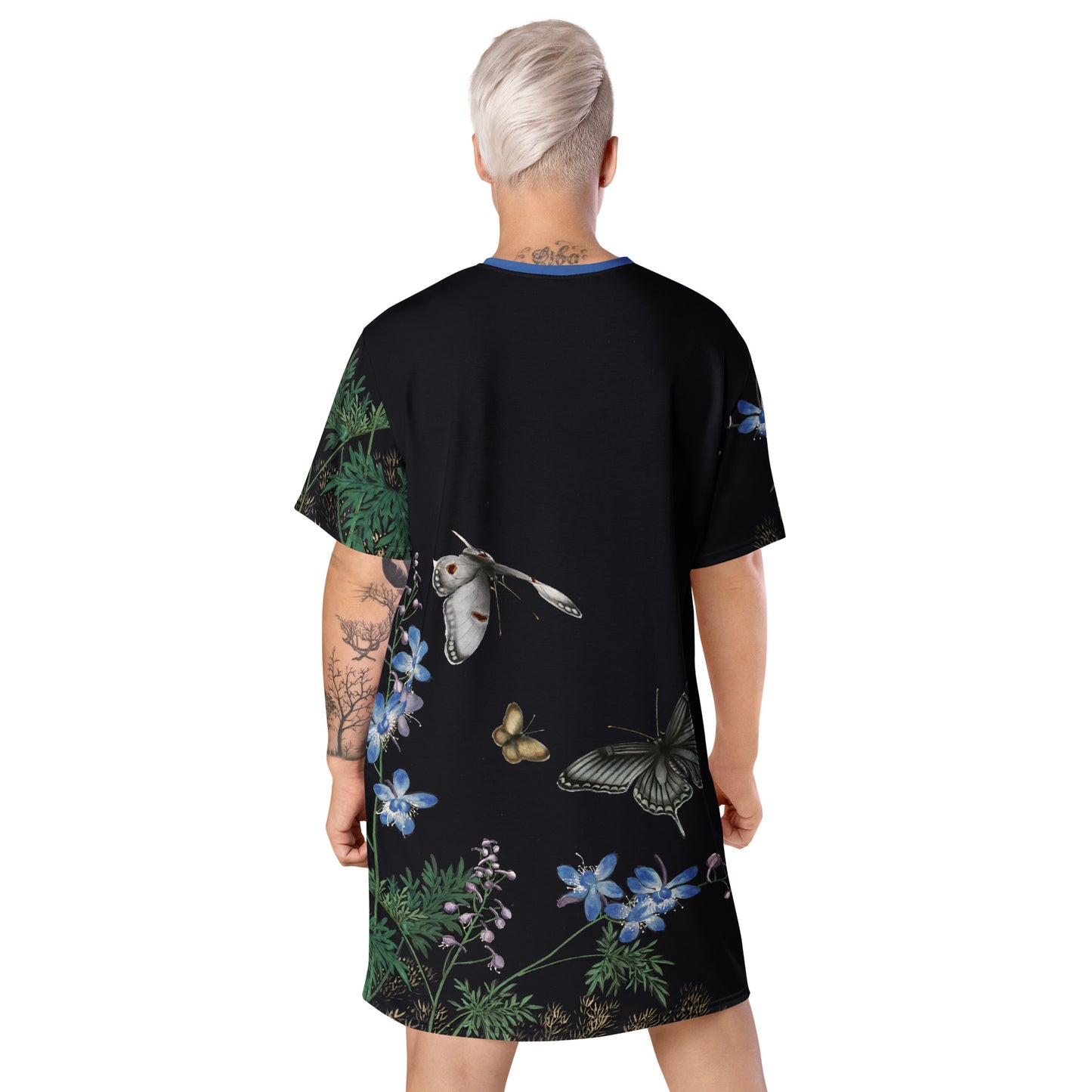 Cats And Butterflies Of Longevity|Flowers and Butterflies|T-shirt dress