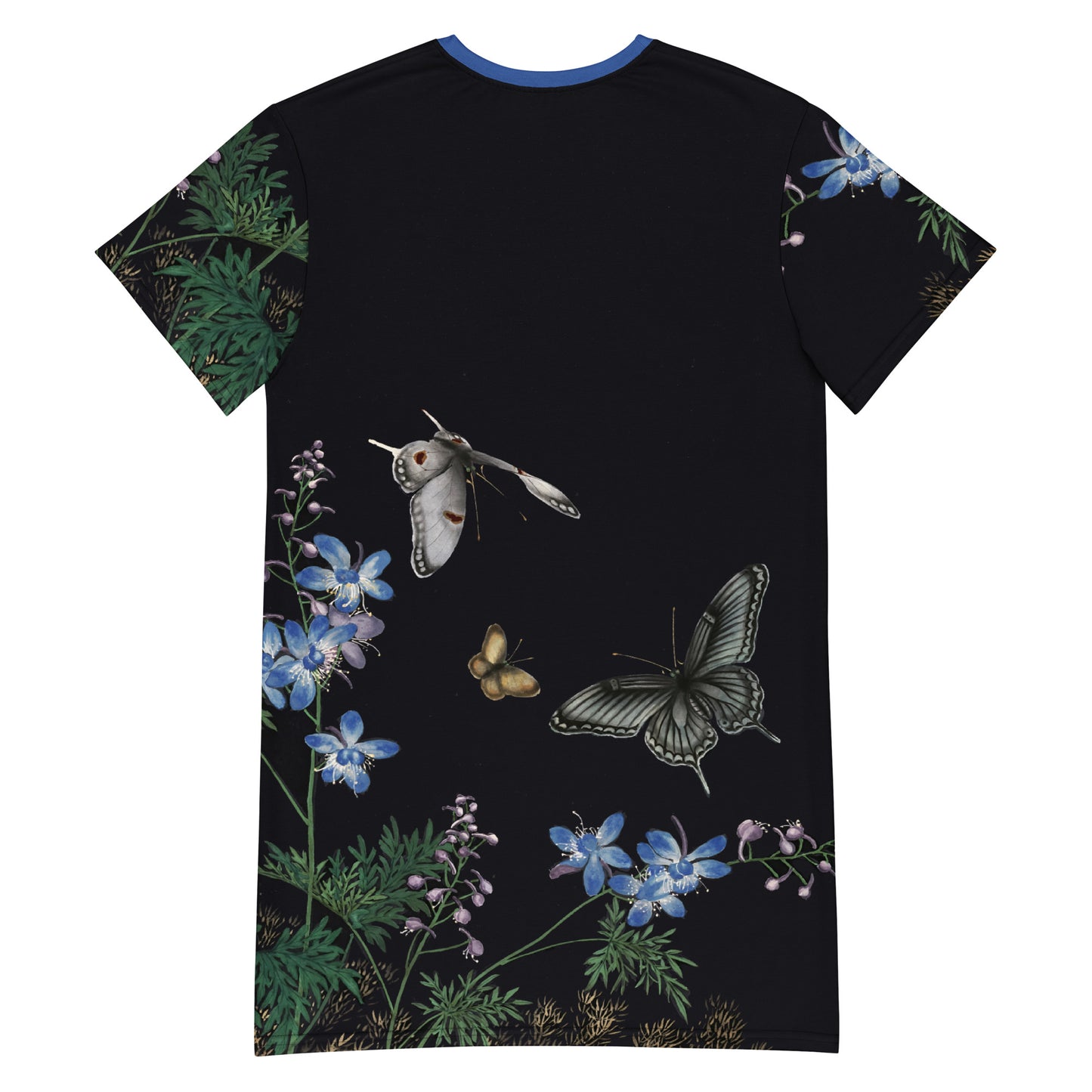 Cats And Butterflies Of Longevity|Flowers and Butterflies|T-shirt dress