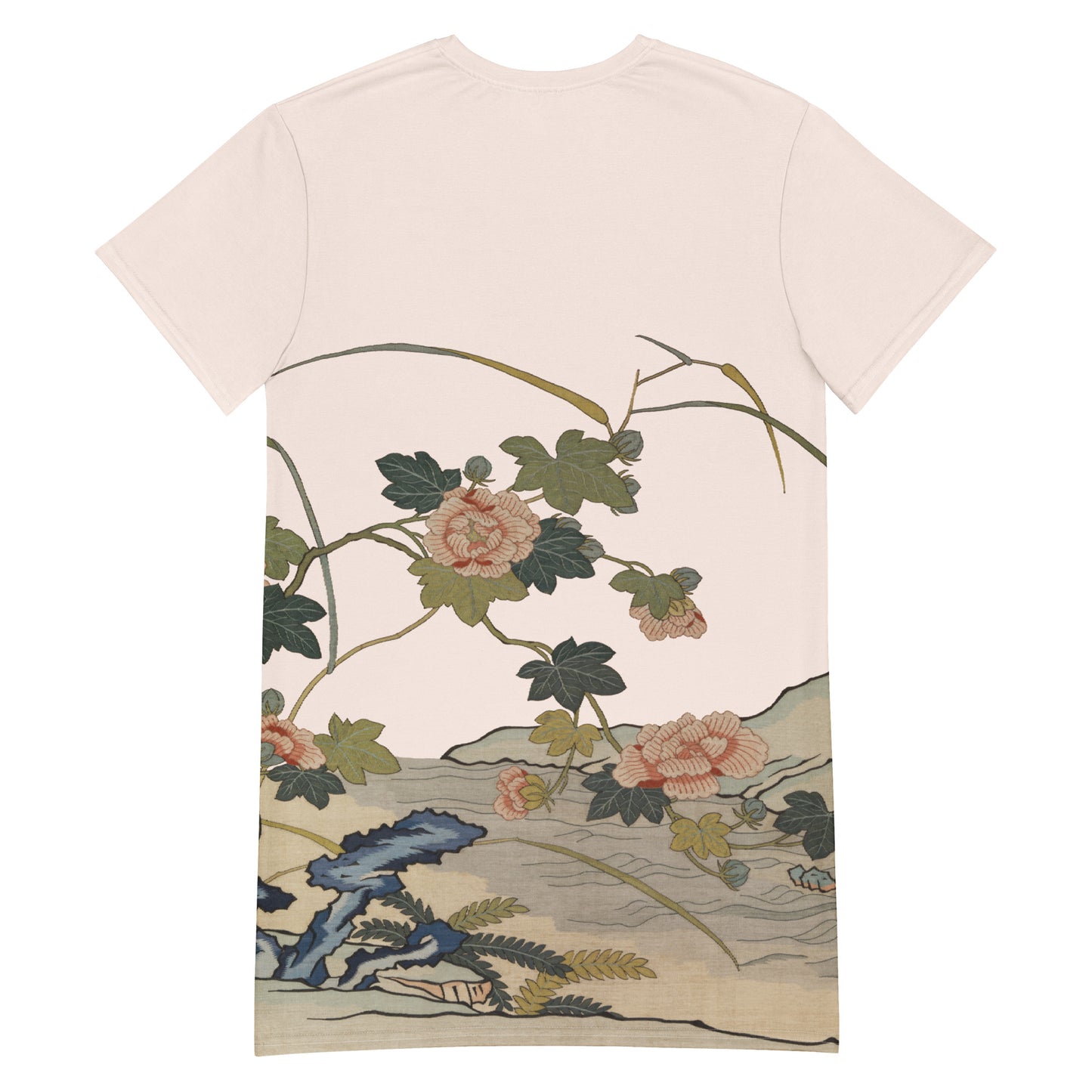 Kesi Flower Album|Hibiscus by the Water|T-shirt dress|Fish belly white