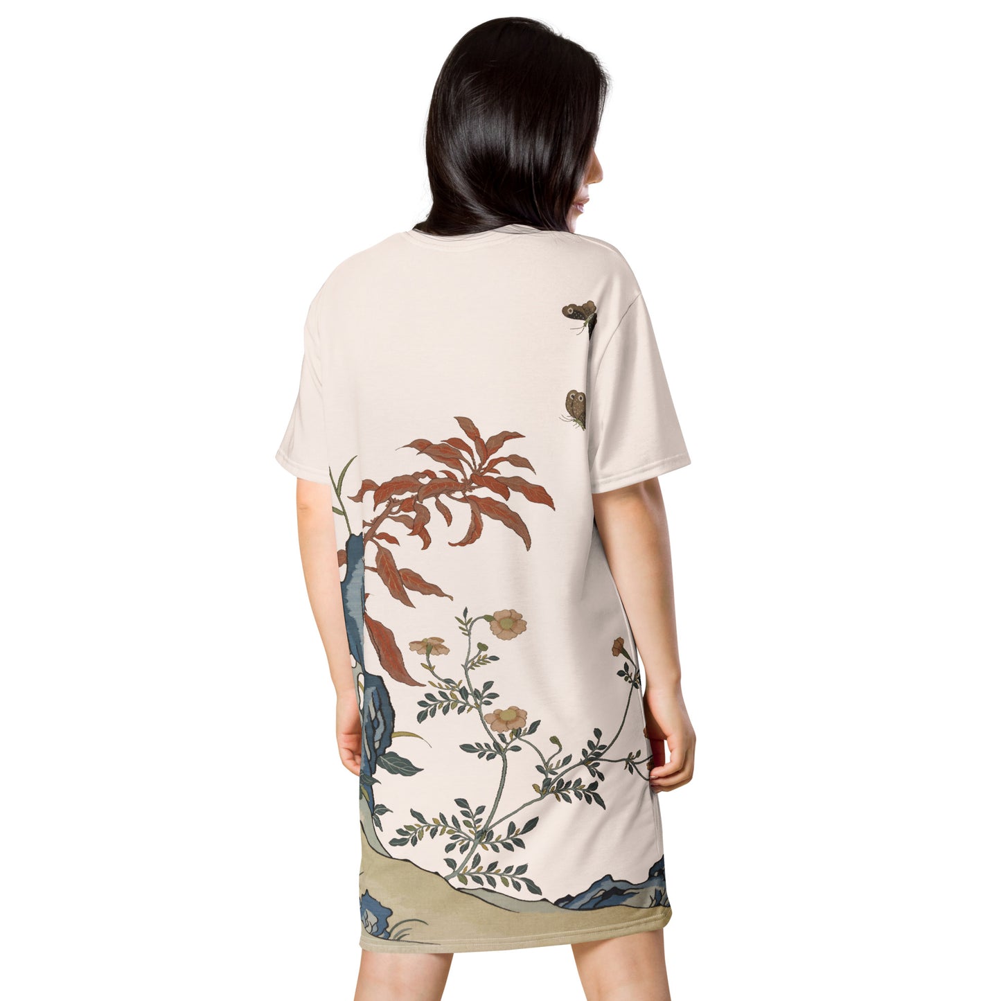 Kesi Flower Album|Butterflies and Flowers|T-shirt dress|Fish belly white