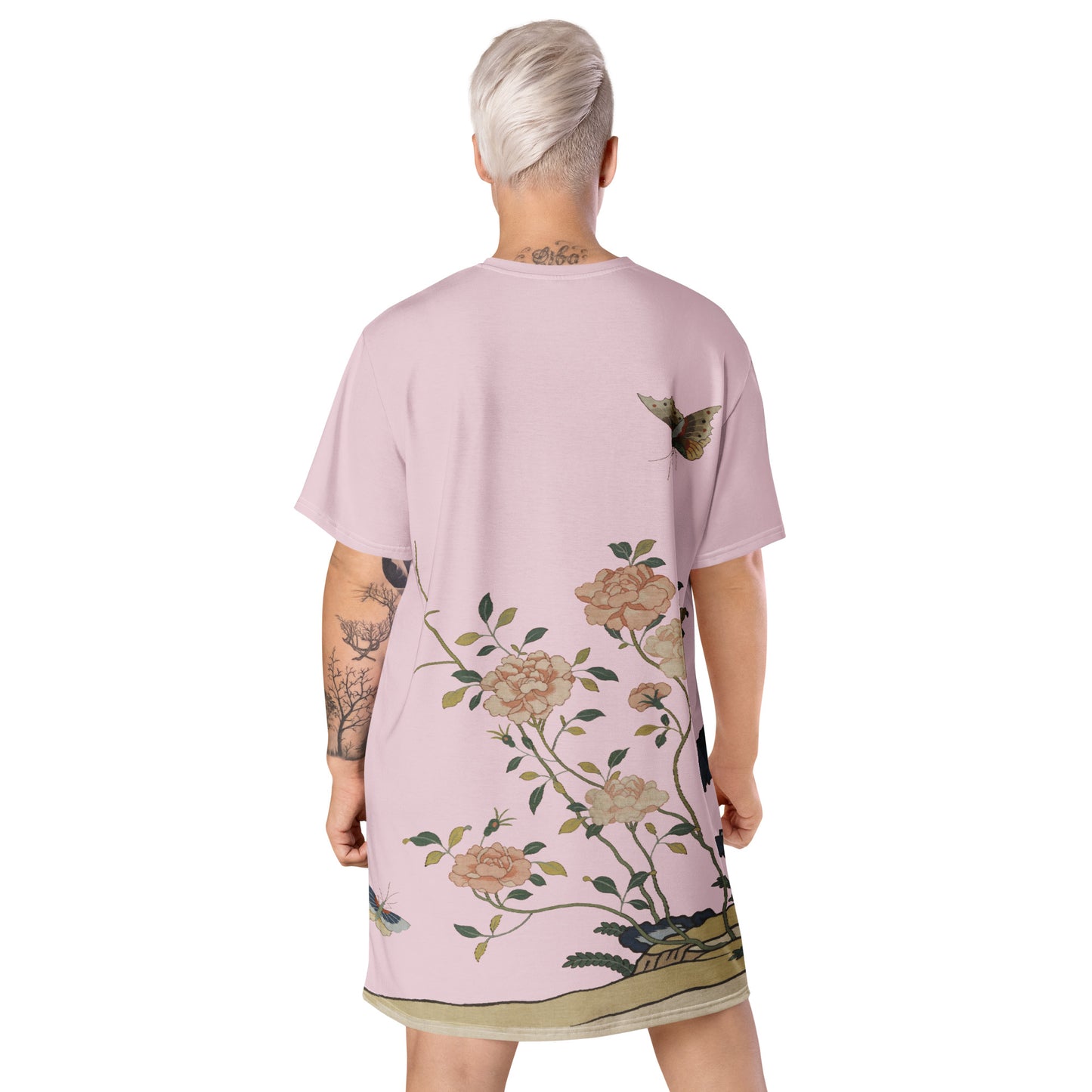 Kesi Flower Album|Red Roses|T-shirt dress|Pale pinkish gray