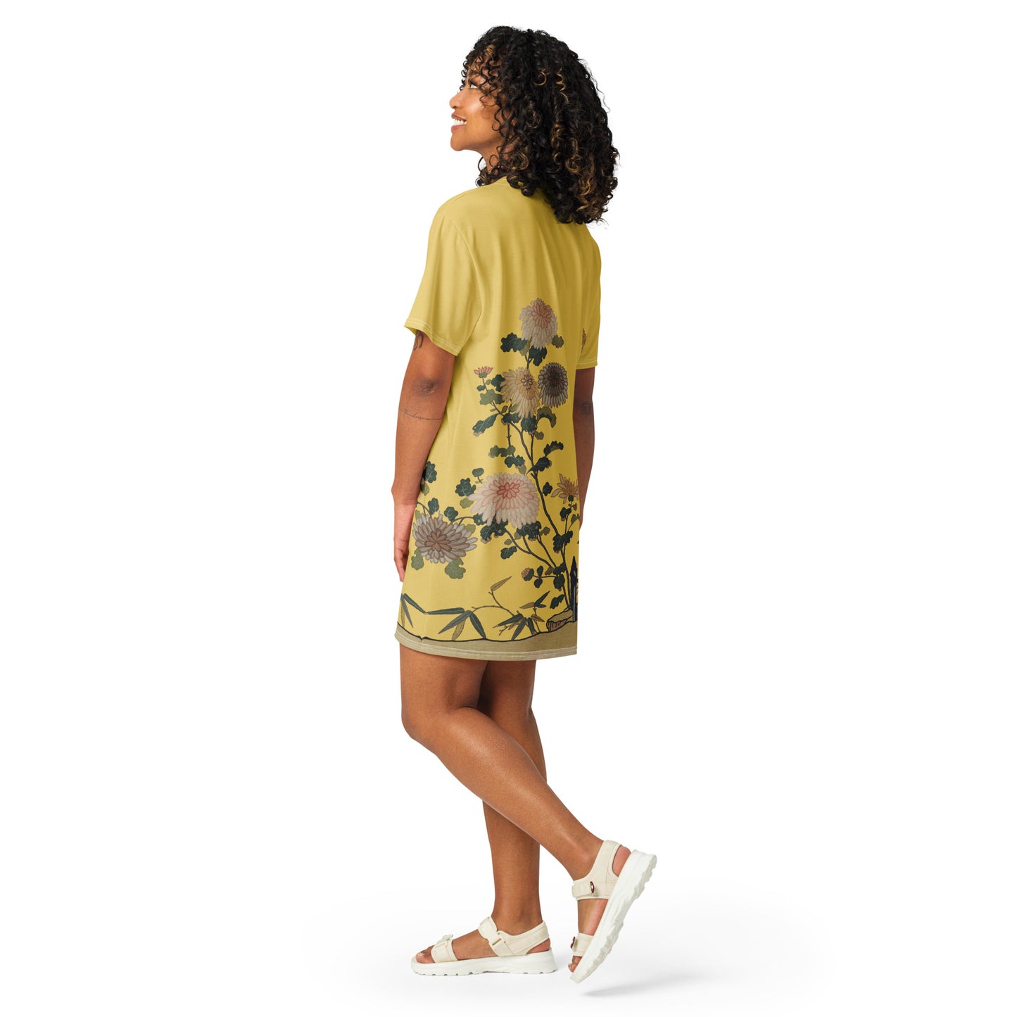 Kesi Flower Album|Chrysanthemums and Butterflies|T-shirt dress|Gold