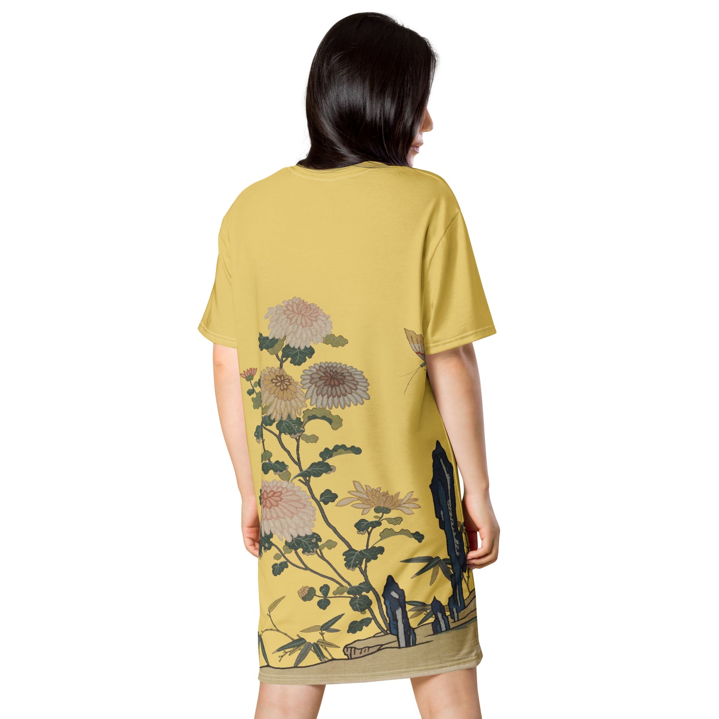 Kesi Flower Album|Chrysanthemums and Butterflies|T-shirt dress|Gold