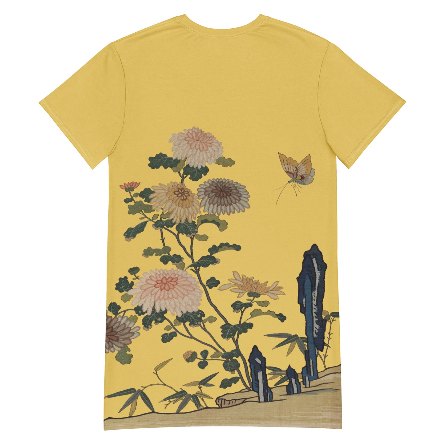 Kesi Flower Album|Chrysanthemums and Butterflies|T-shirt dress|Gold