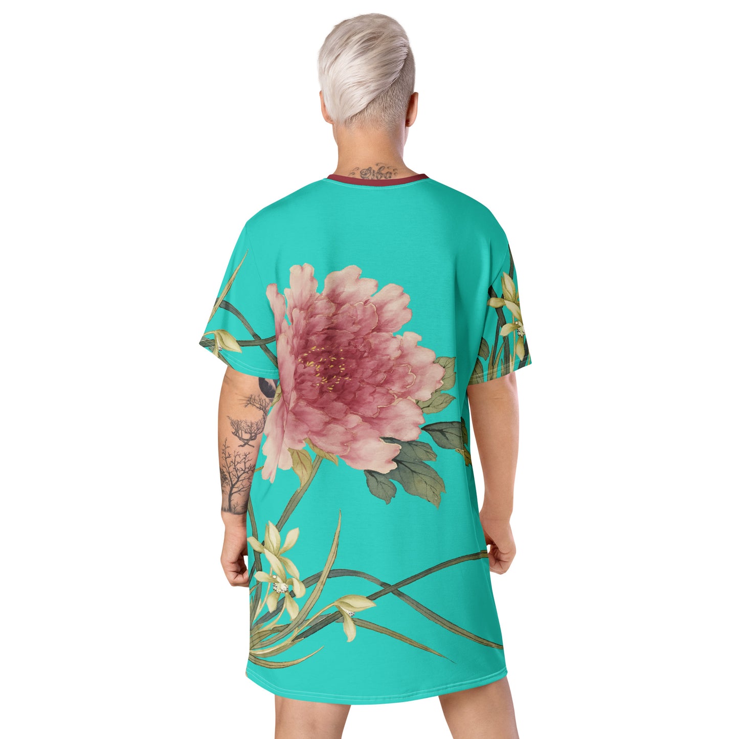 The Spirit of Flowers in Twelve Months|Orchid and Tree Peony in Bloom|T-shirt dress|Turquoise
