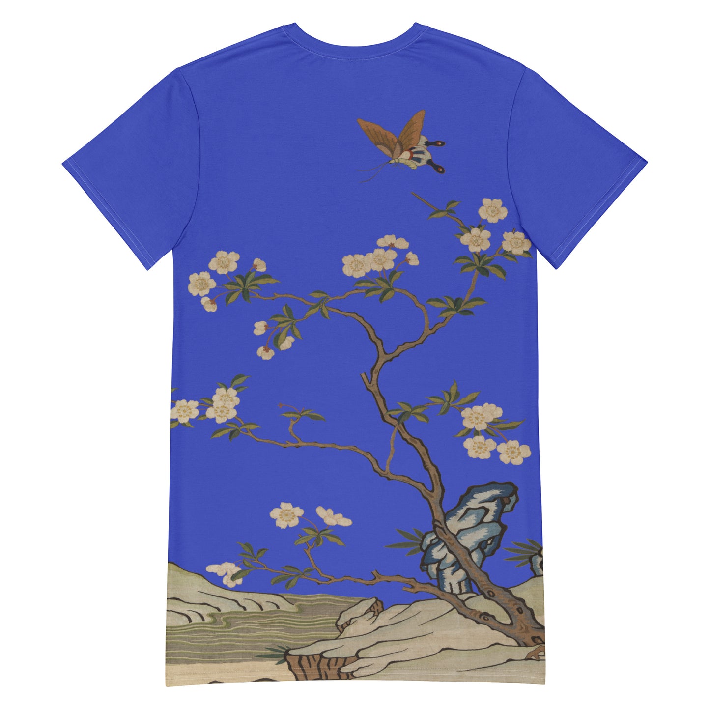 Kesi Flower Album|Plum Blossoms and Butterfly|T-shirt dress|Royal blue