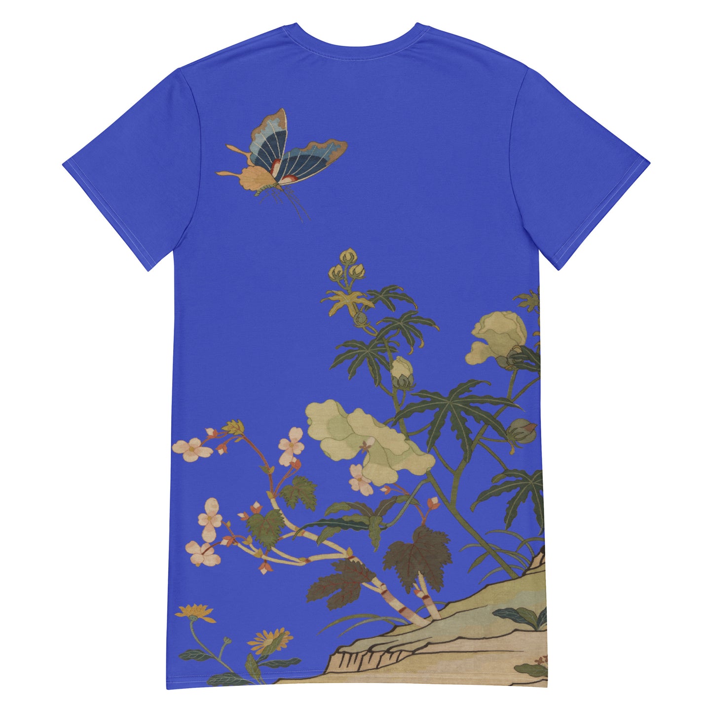 Kesi Flower Album|Hibiscus and Begonia Blossoms|T-shirt dress|Royal blue