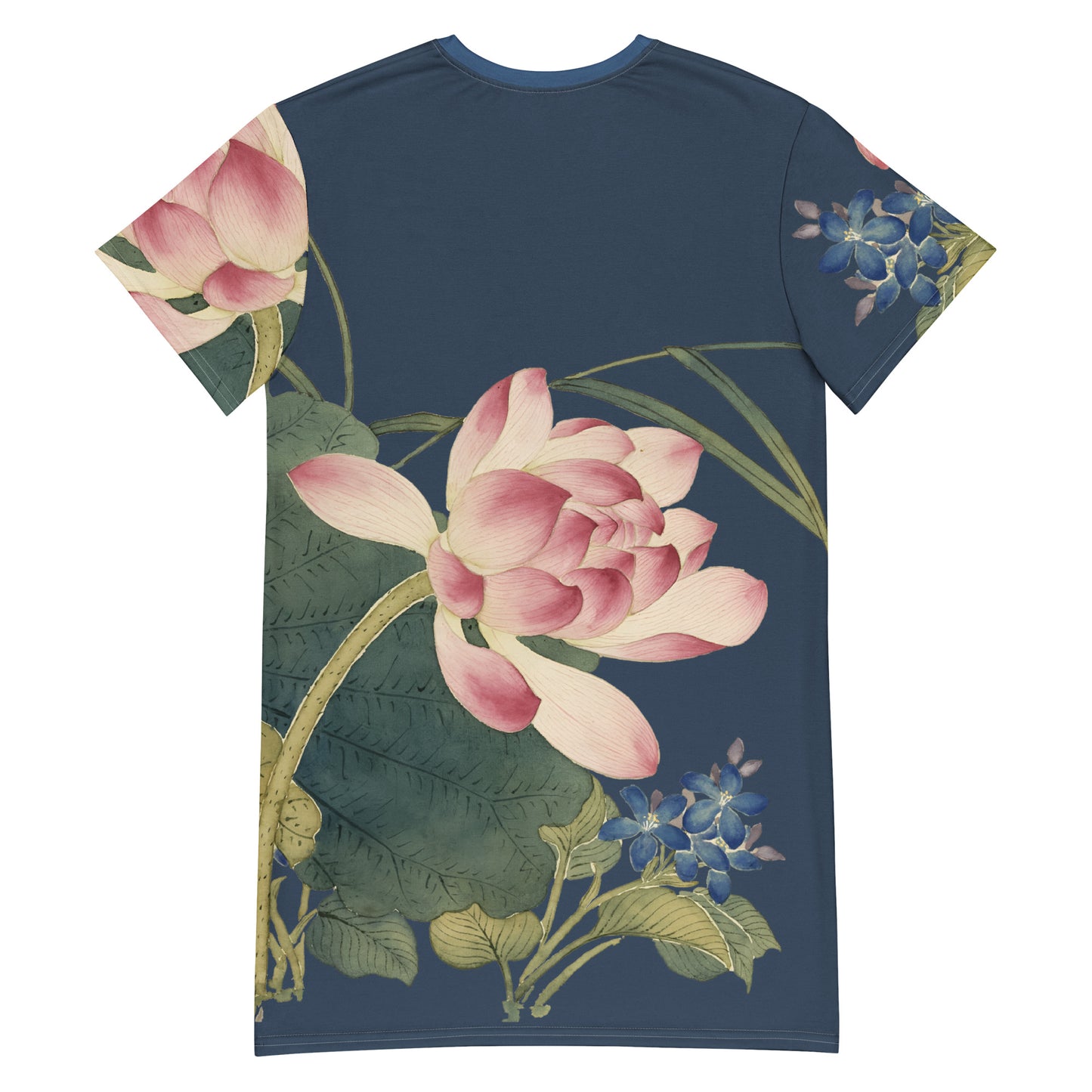The Spirit of Flowers in Twelve Months|Lotus in Bloom|T-shirt dress|Dark blue