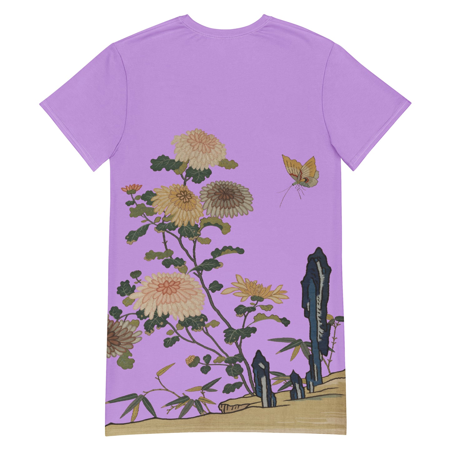 Kesi Flower Album|Chrysanthemums and Butterflies|T-shirt dress|Lilac