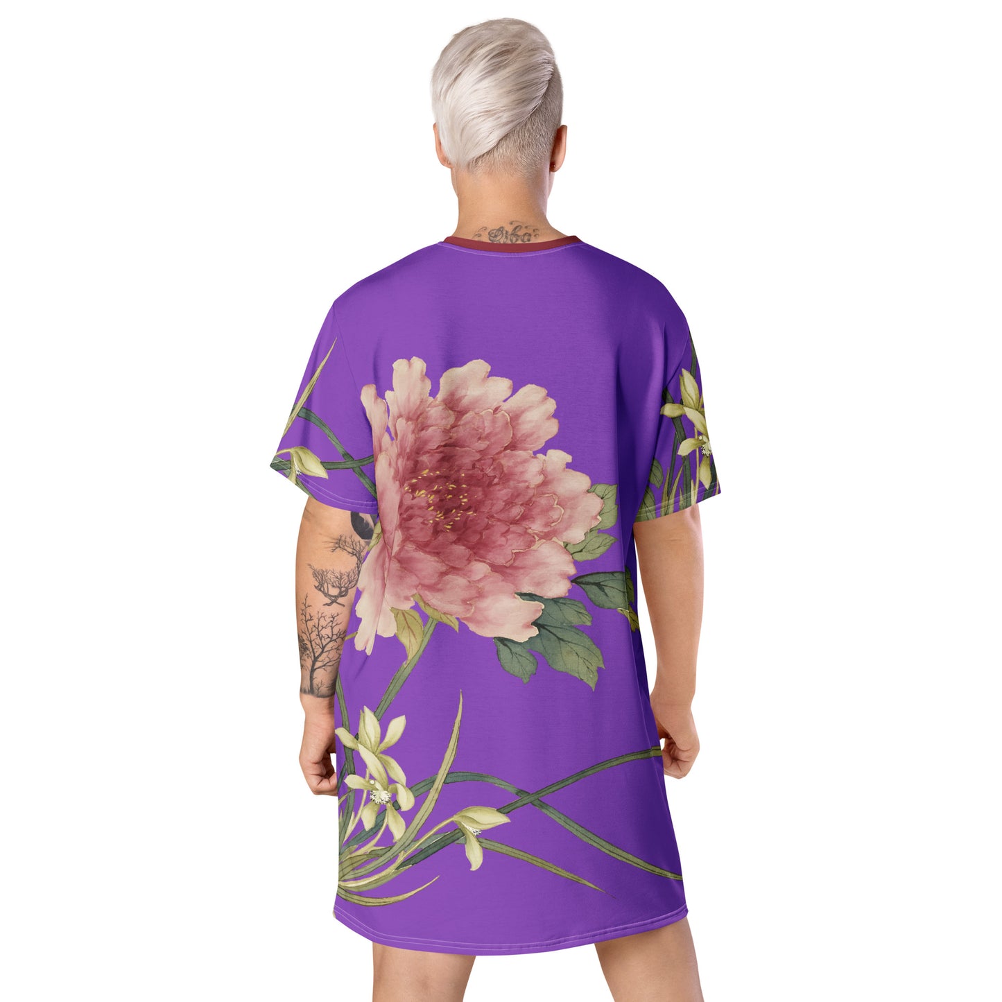 The Spirit of Flowers in Twelve Months|Orchid and Tree Peony in Bloom|T-shirt dress|Purple