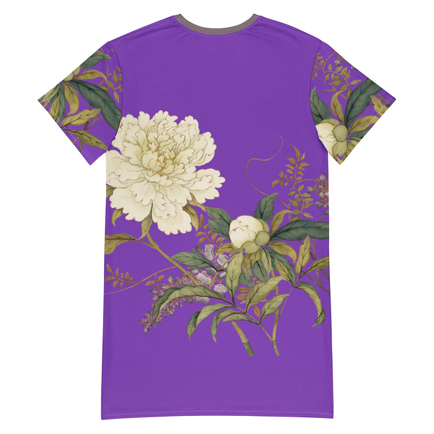 The Spirit of Flowers in Twelve Months|Chinese Peony and Wisteria in Bloom|T-shirt dress|Purple