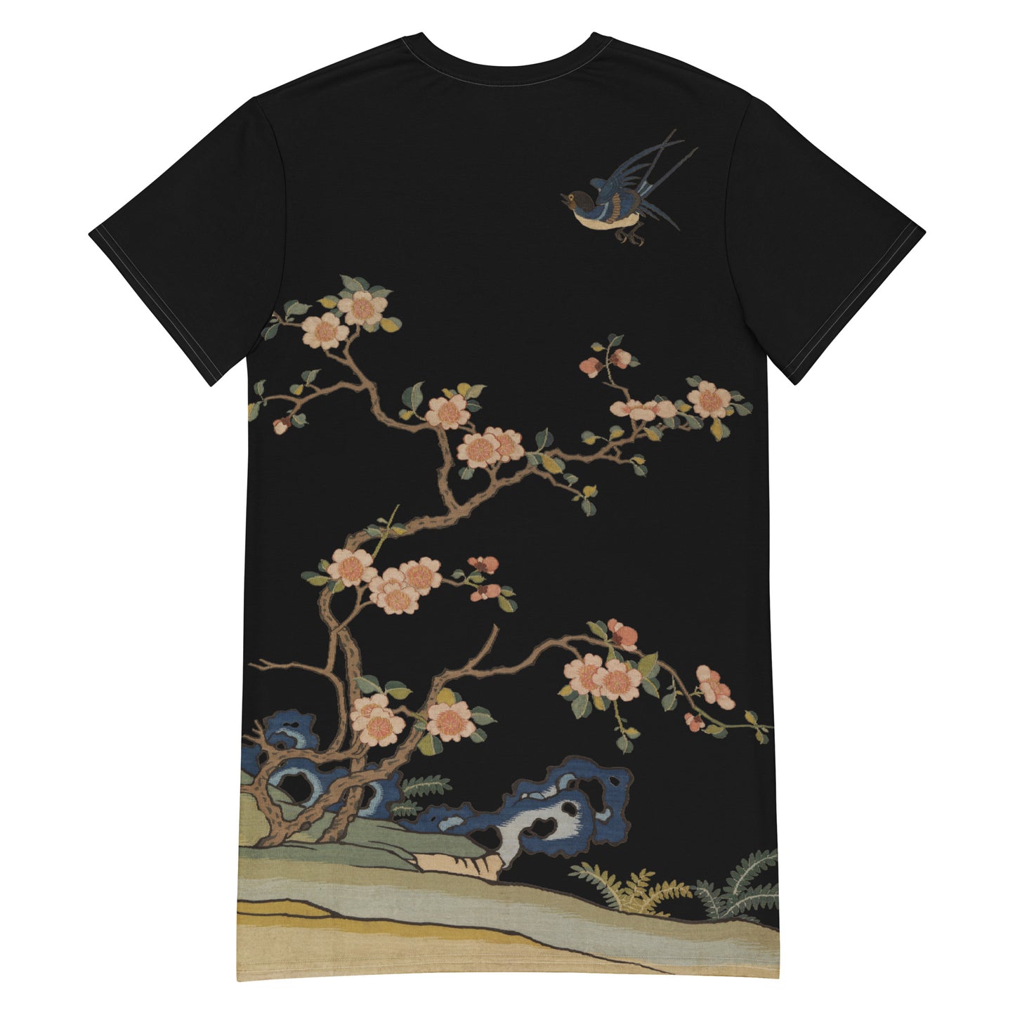 Kesi Flower Album|Swallow in Flight, Harbinger of Spring|T-shirt dress|Black