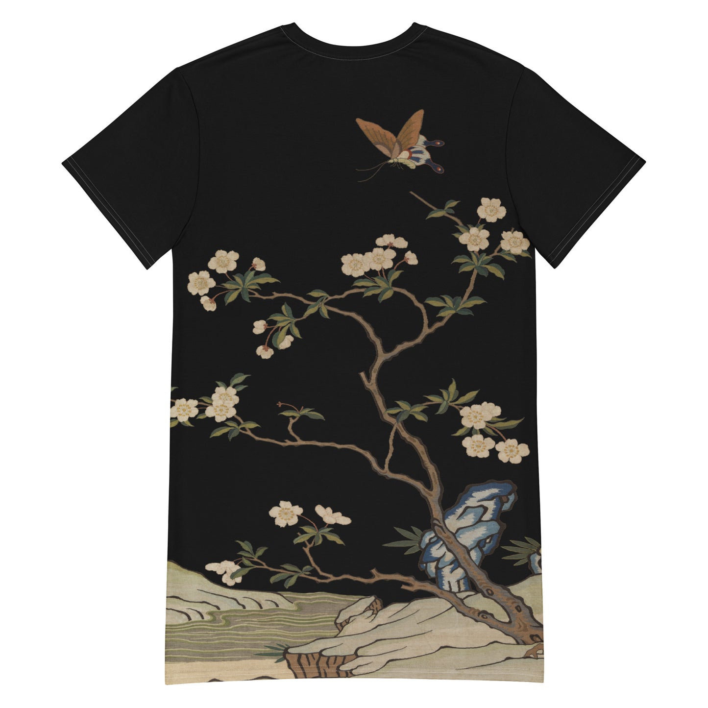 Kesi Flower Album|Plum Blossoms and Butterfly|T-shirt dress|Black