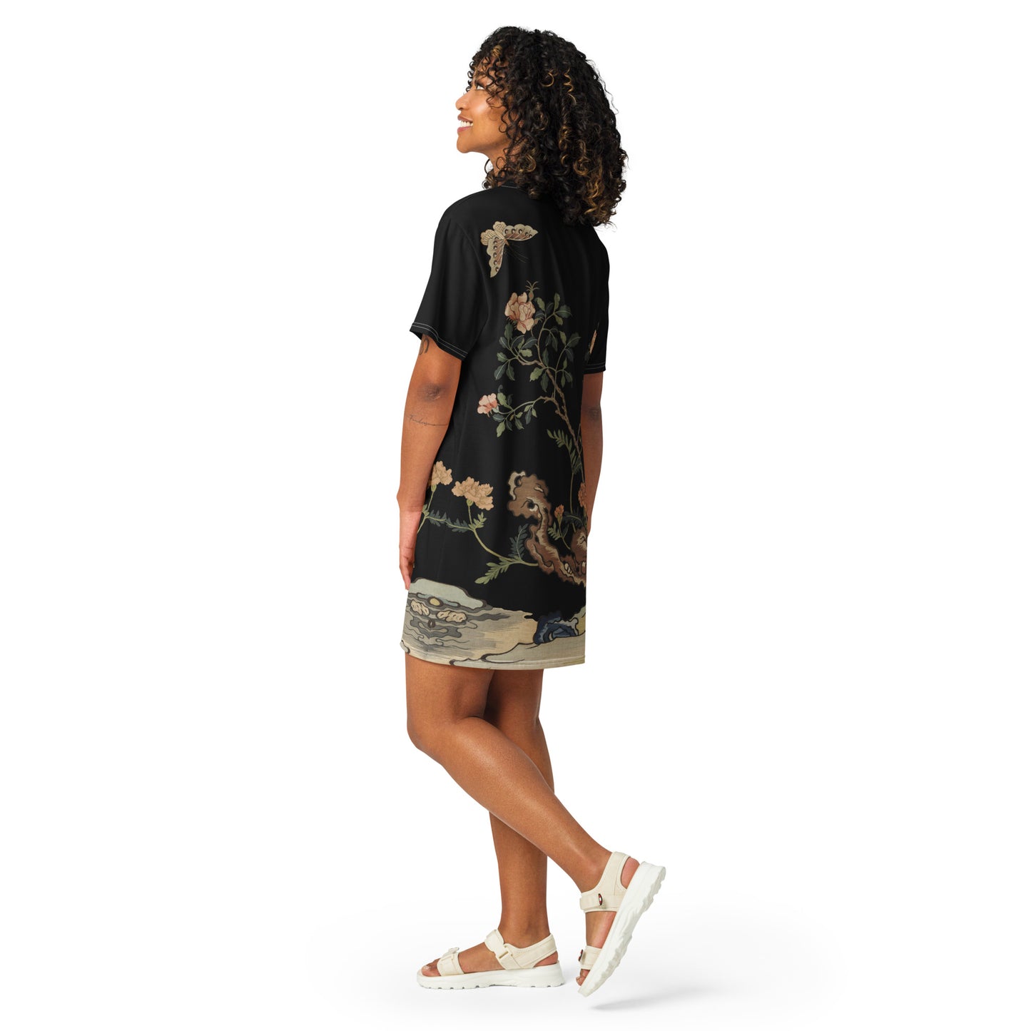 Kesi Flower Album|Camellia and Butterfly|T-shirt dress|Black