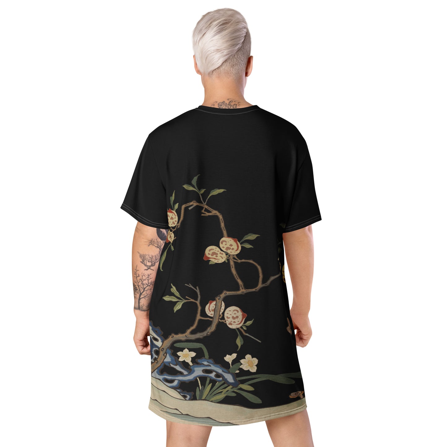 Kesi Flower Album|Narcissus and Peaches|T-shirt dress|Black