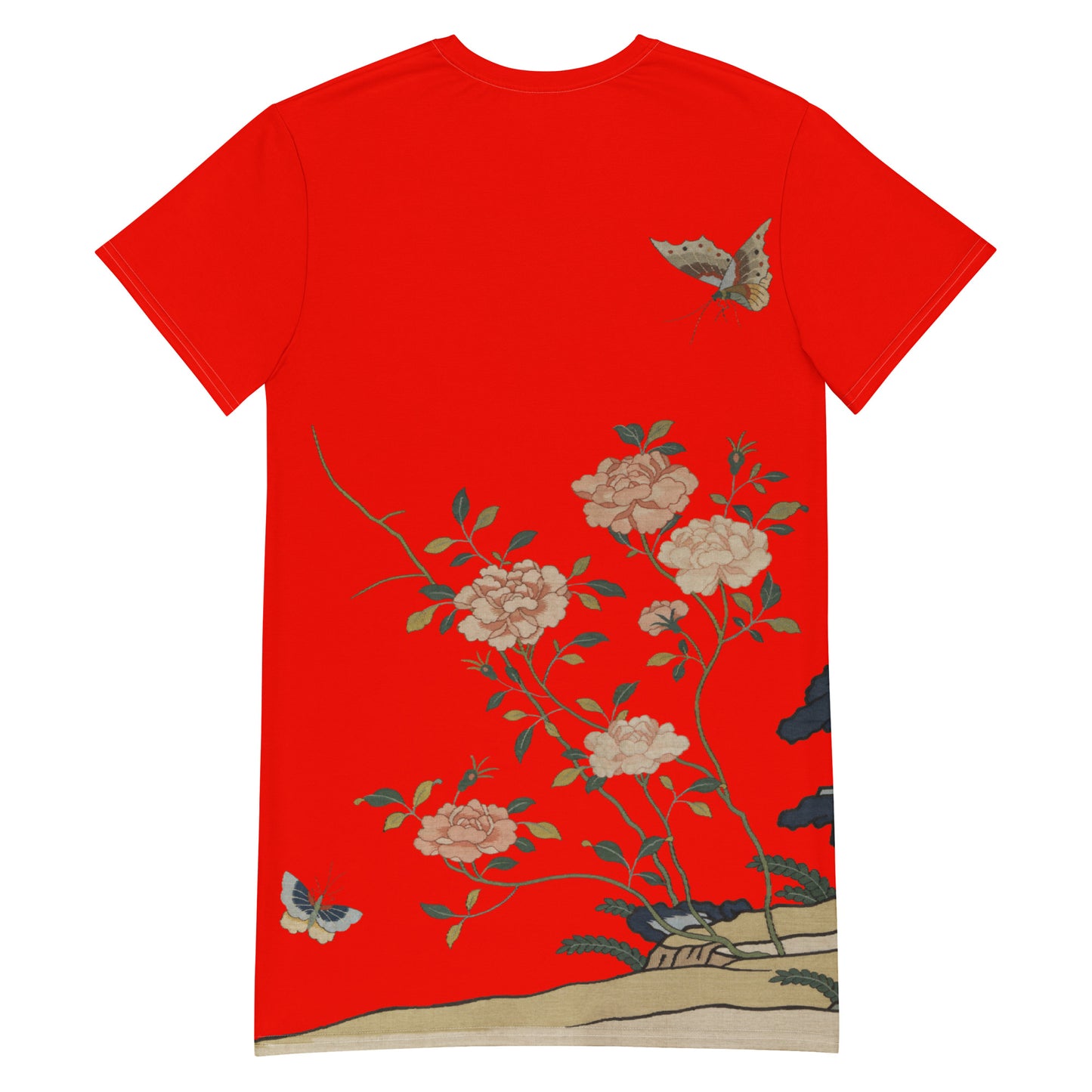 タペストリーの花|Red Roses|Tシャツドレス|Garnet red
