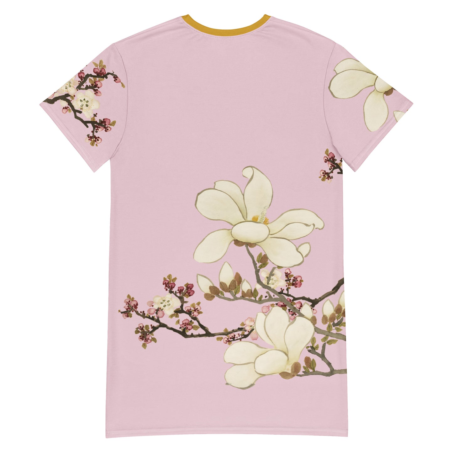 The Spirit of Flowers in Twelve Months|Apricot and Lily Magnolia in Blossom|T-shirt dress|Pale pinkish gray
