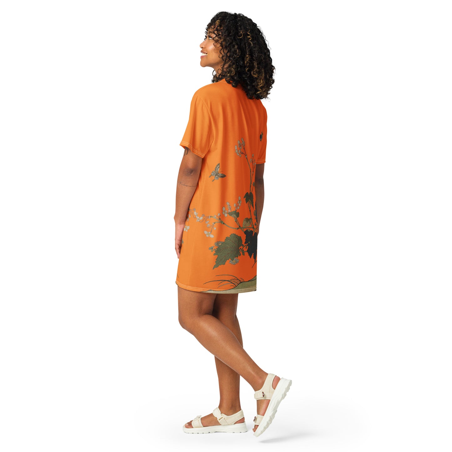 タペストリーの花|Begonia Blossoms|Tシャツドレス|オレンジ