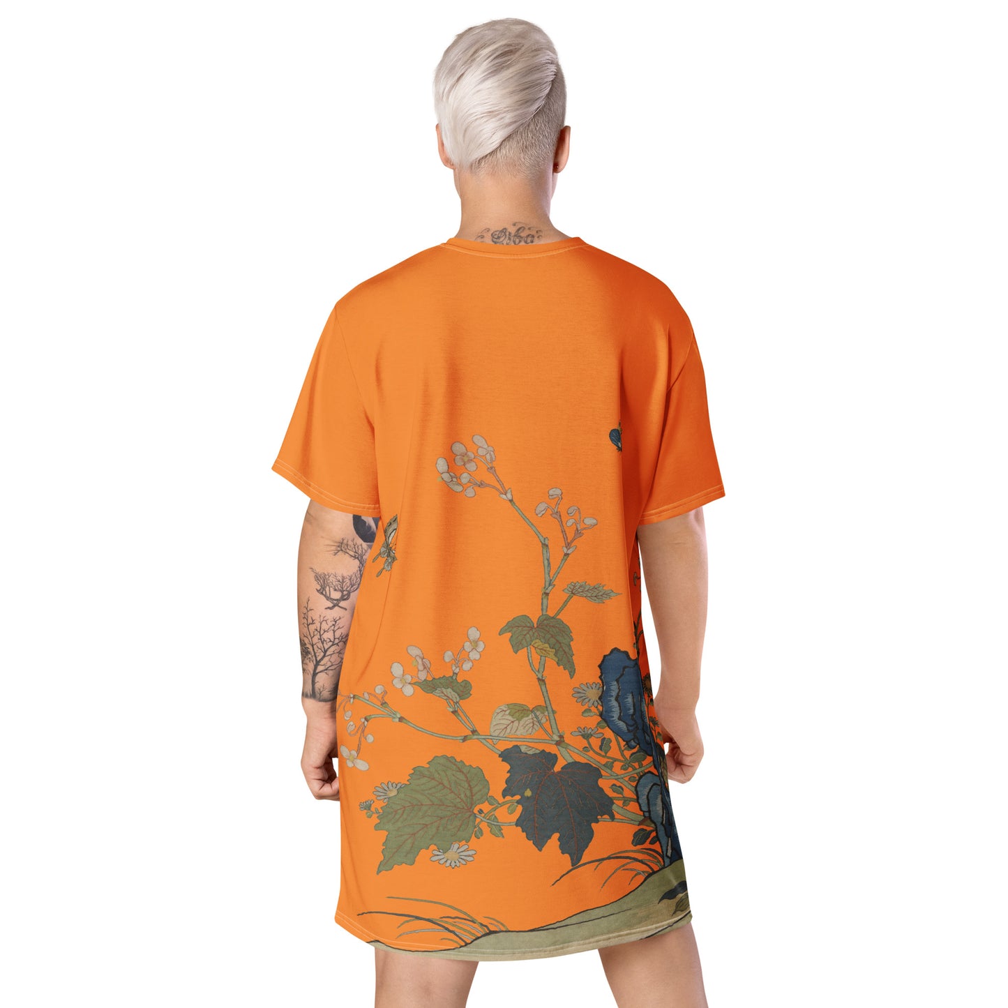 タペストリーの花|Begonia Blossoms|Tシャツドレス|オレンジ