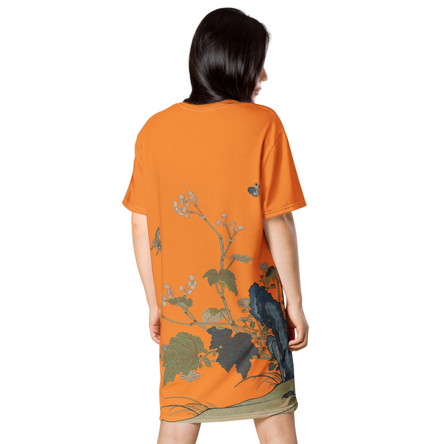 タペストリーの花|Begonia Blossoms|Tシャツドレス|オレンジ