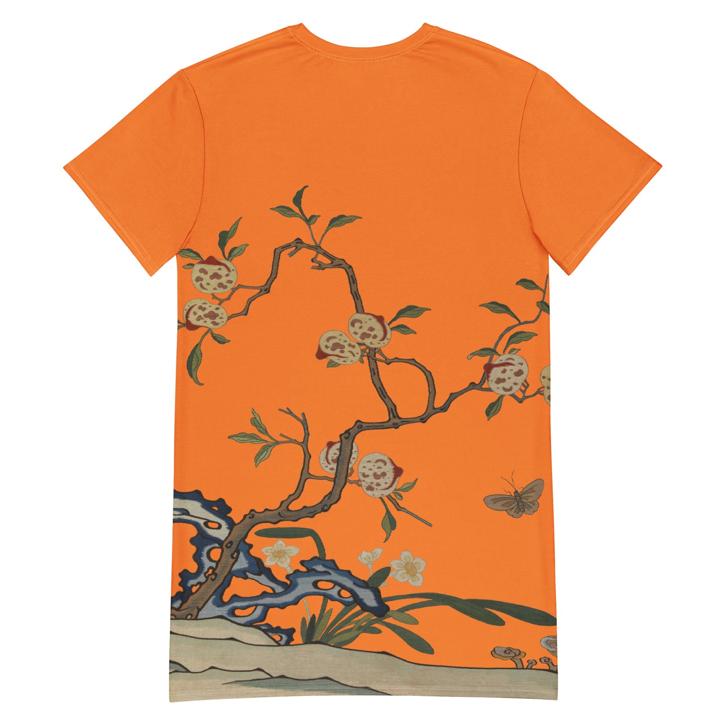 タペストリーの花|Narcissus and Peaches|T-shirt dress|Orange