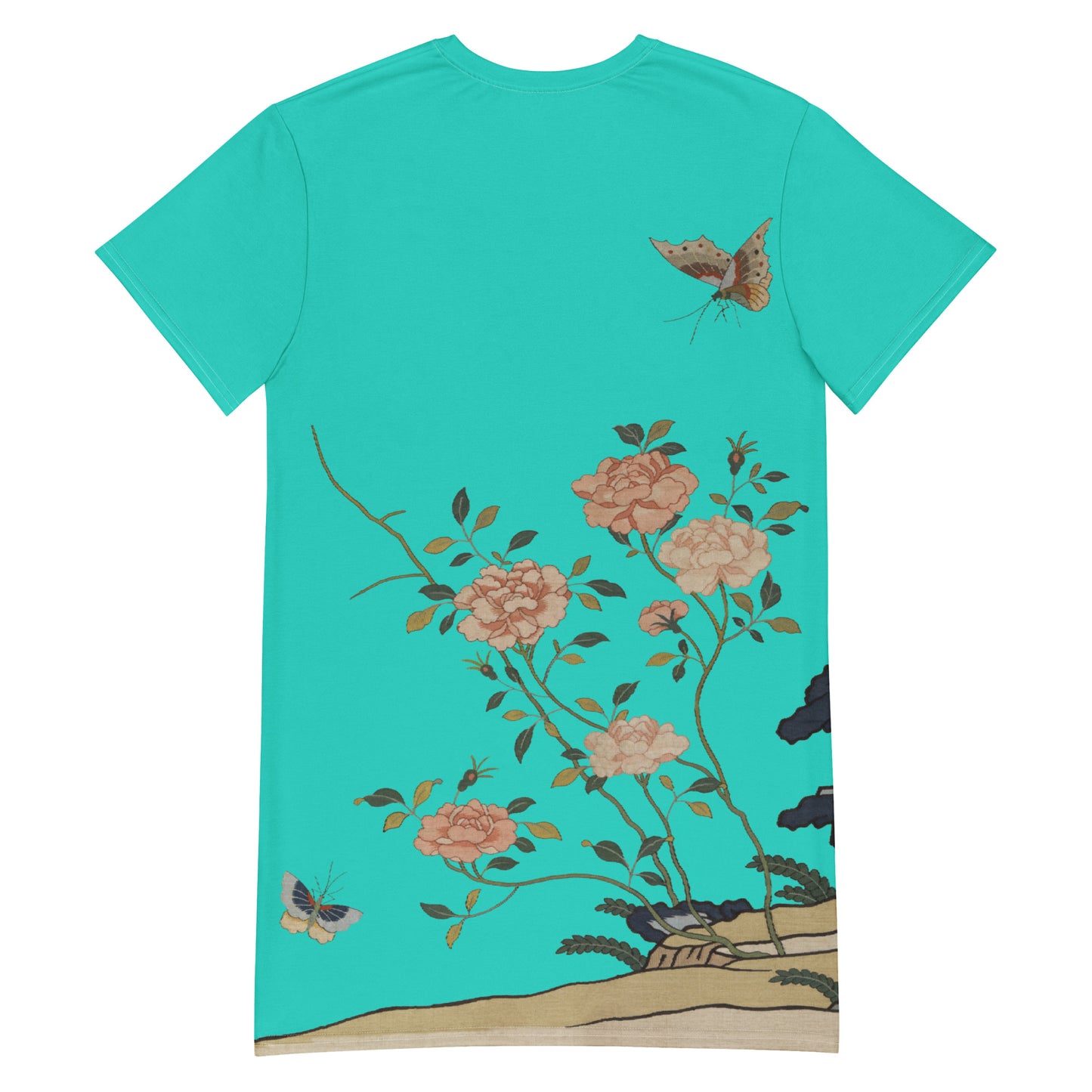 タペストリーの花|Red Roses|Tシャツドレス|ターコイズ