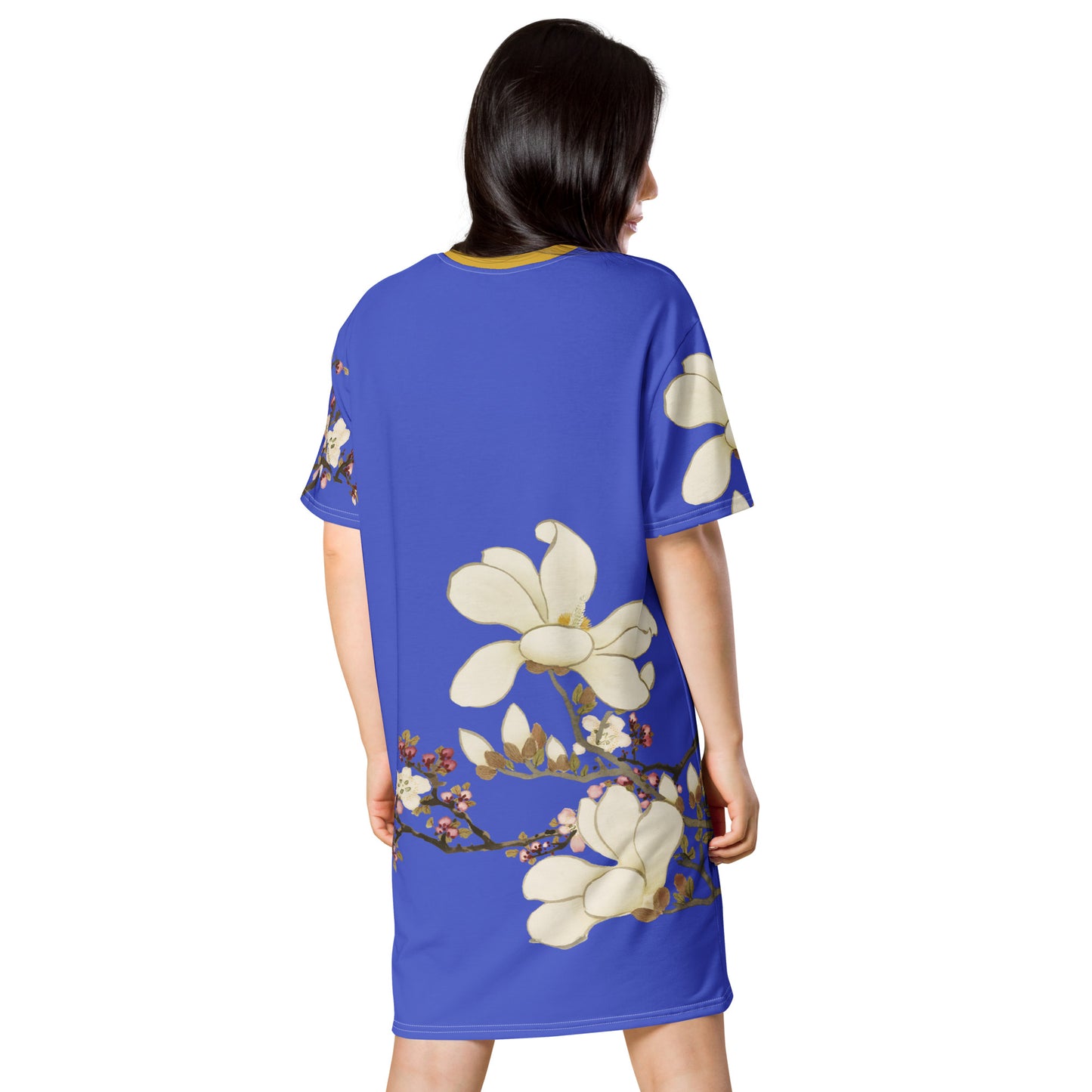 The Spirit of Flowers in Twelve Months|Apricot and Lily Magnolia in Blossom|T-shirt dress|Royal blue