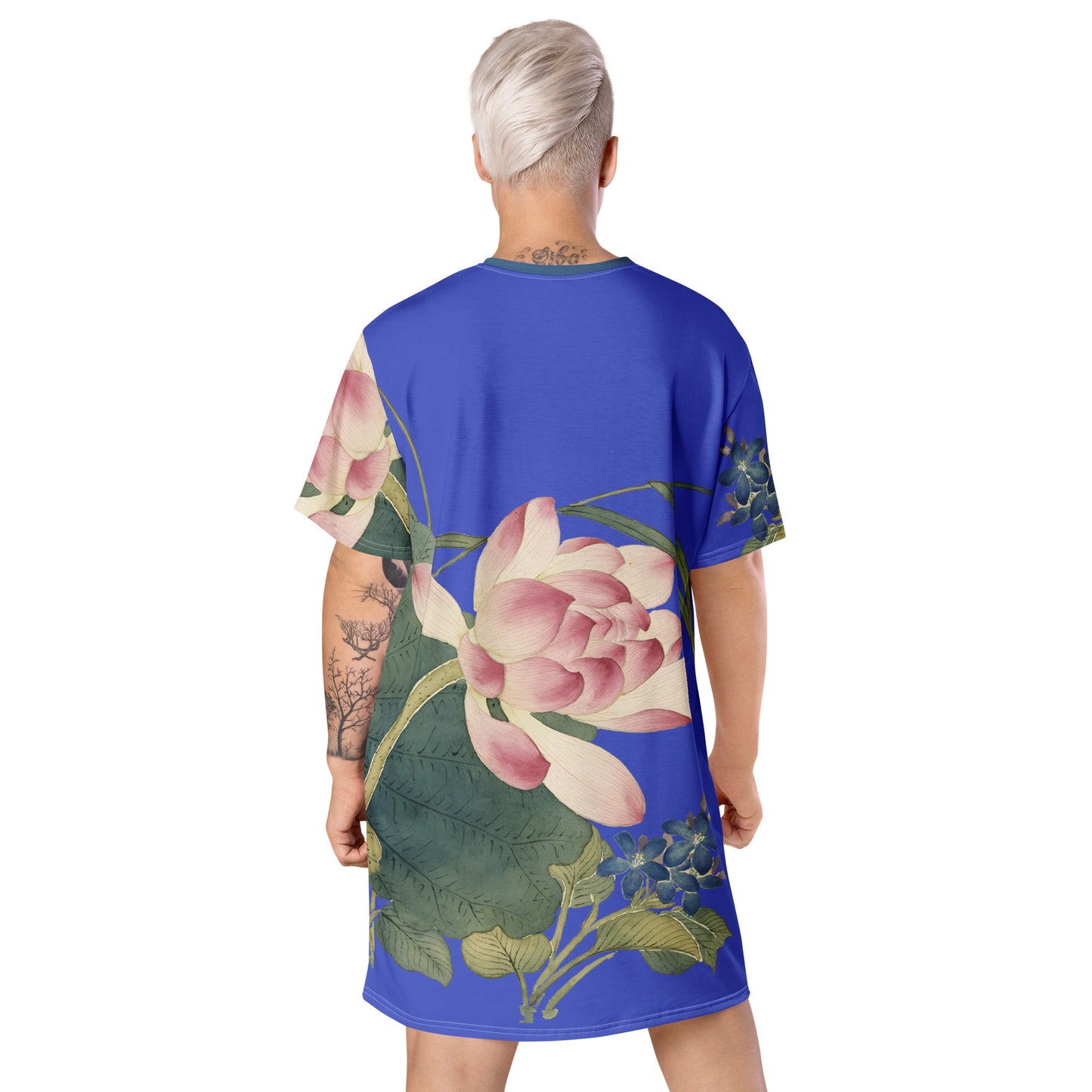 The Spirit of Flowers in Twelve Months|Lotus in Bloom|T-shirt dress|Royal blue