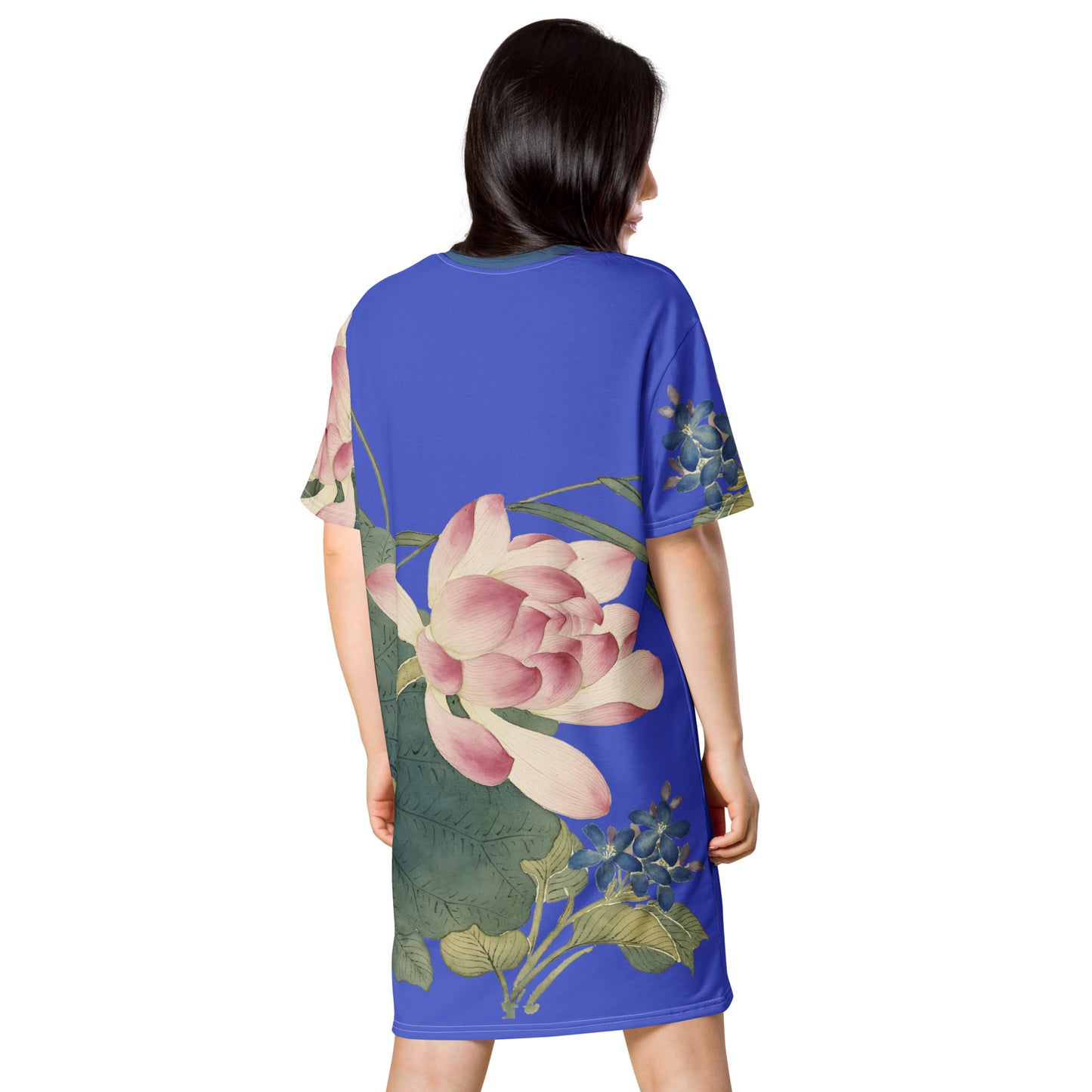 The Spirit of Flowers in Twelve Months|Lotus in Bloom|T-shirt dress|Royal blue