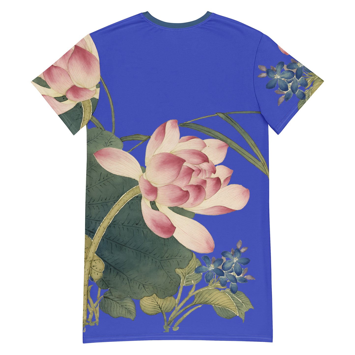The Spirit of Flowers in Twelve Months|Lotus in Bloom|T-shirt dress|Royal blue
