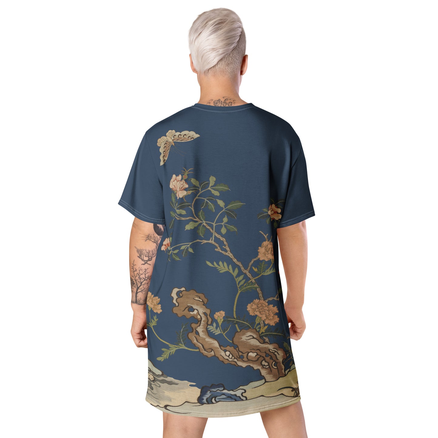 刻丝花卉|蝴蝶月季|T恤连衣裙|黛蓝