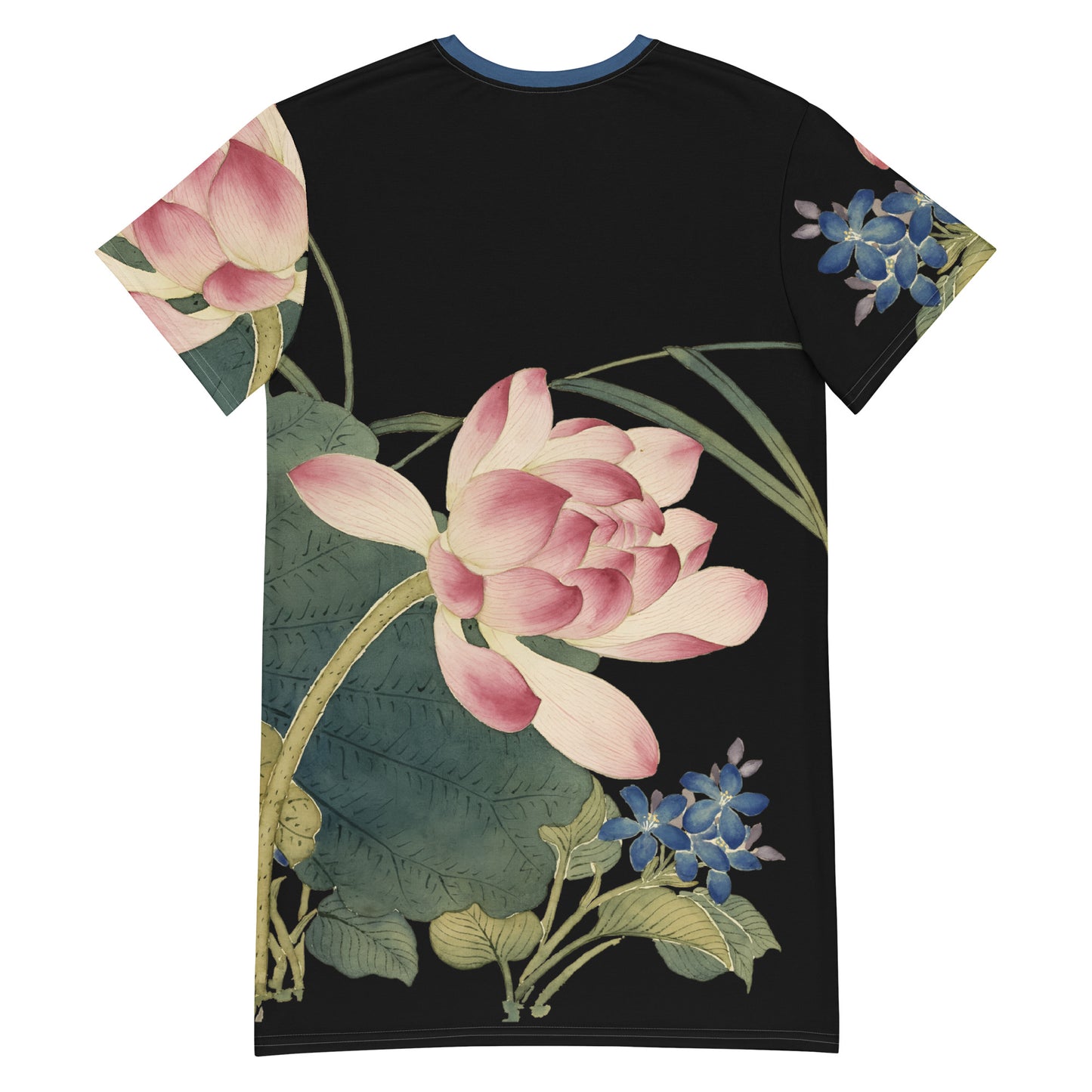 The Spirit of Flowers in Twelve Months|Lotus in Bloom|T-shirt dress|Black