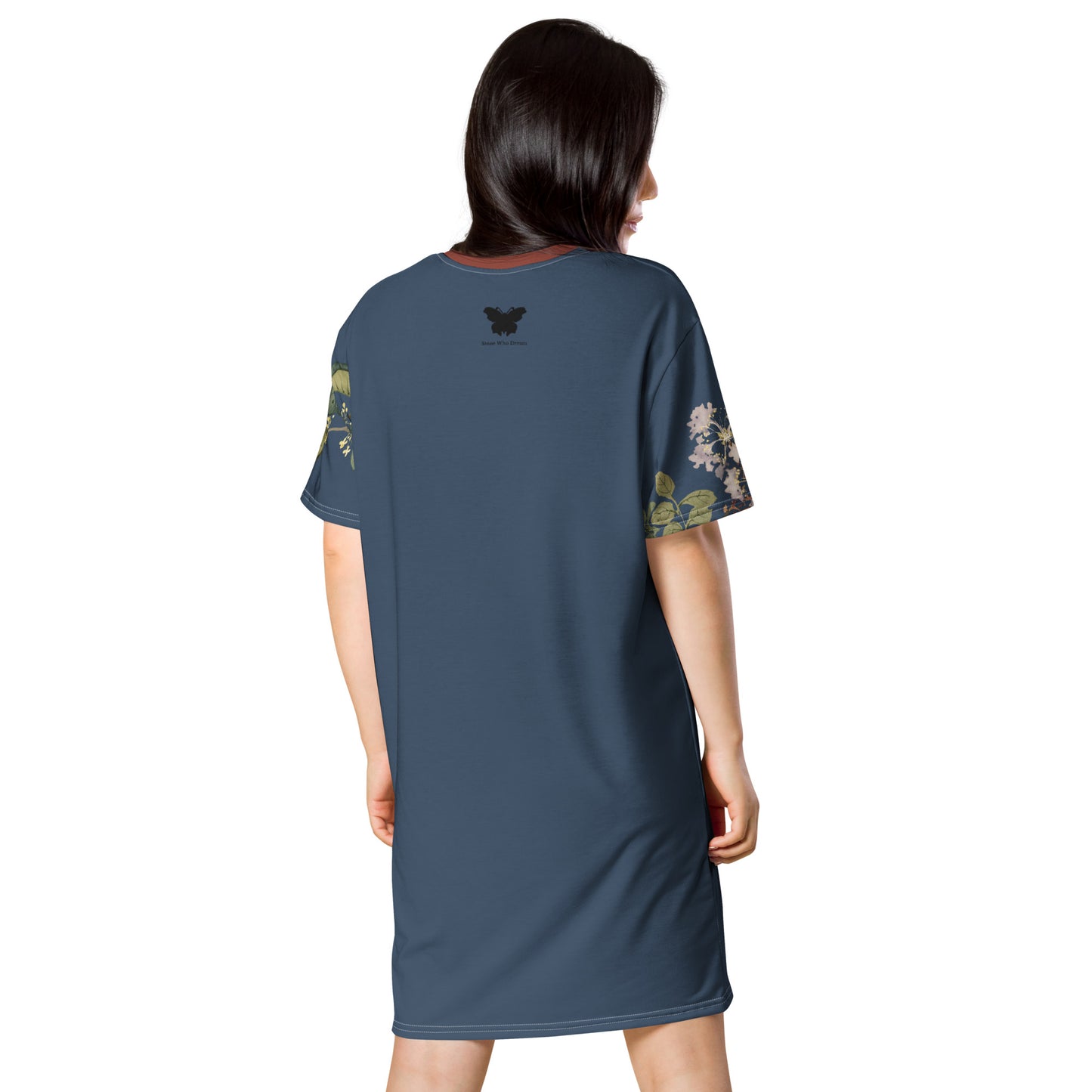 The Spirit of Flowers in Twelve Months|Osmanthus and Crape Myrtle in Bloom|T-shirt dress|Dark blue