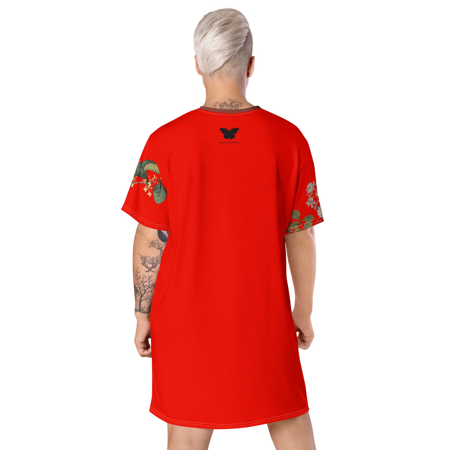 The Spirit of Flowers in Twelve Months|Osmanthus and Crape Myrtle in Bloom|T-shirt dress|Garnet red