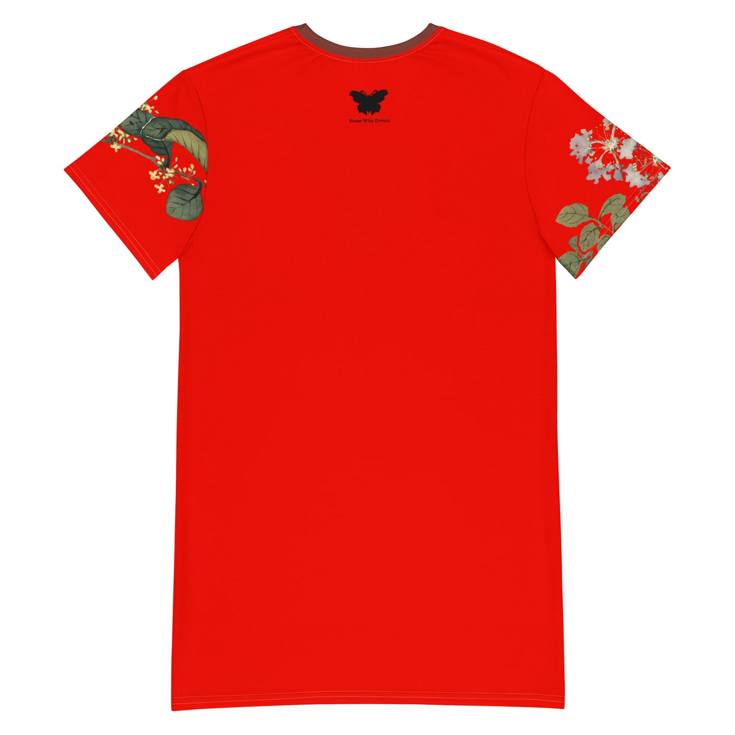 The Spirit of Flowers in Twelve Months|Osmanthus and Crape Myrtle in Bloom|T-shirt dress|Garnet red