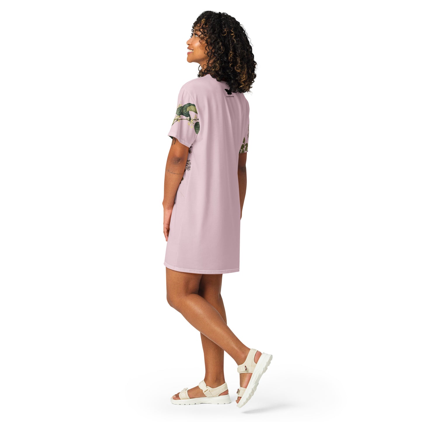 The Spirit of Flowers in Twelve Months|Osmanthus and Crape Myrtle in Bloom|T-shirt dress|Pale pinkish gray