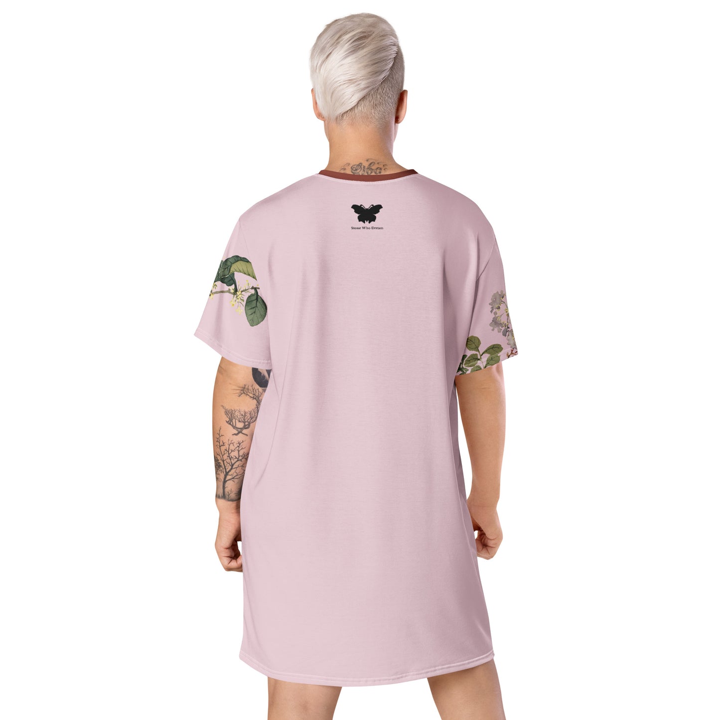 The Spirit of Flowers in Twelve Months|Osmanthus and Crape Myrtle in Bloom|T-shirt dress|Pale pinkish gray