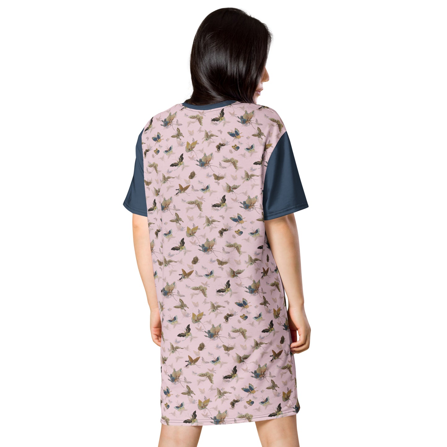 Butterfly dancing|T-shirt dress|Pale pinkish gray