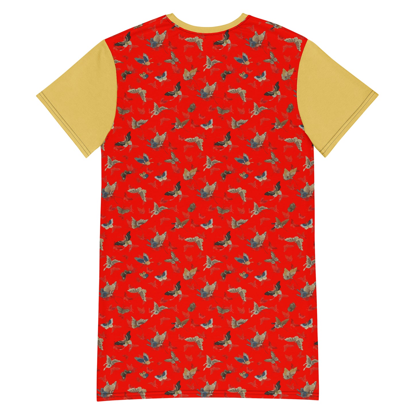 Butterfly dancing|T-shirt dress|Garnet red