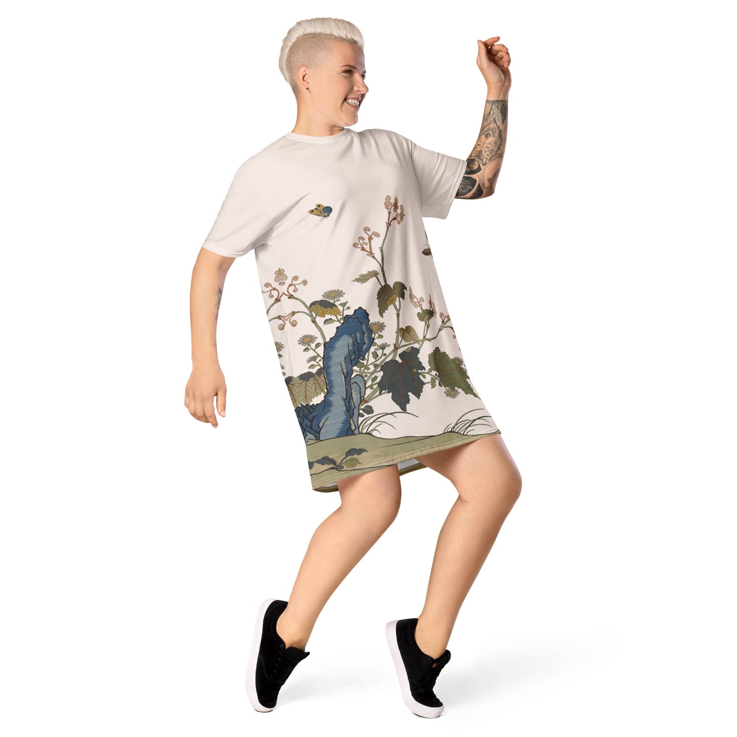 Kesi Flower Album|Begonia Blossoms|T-shirt dress|Fish belly white