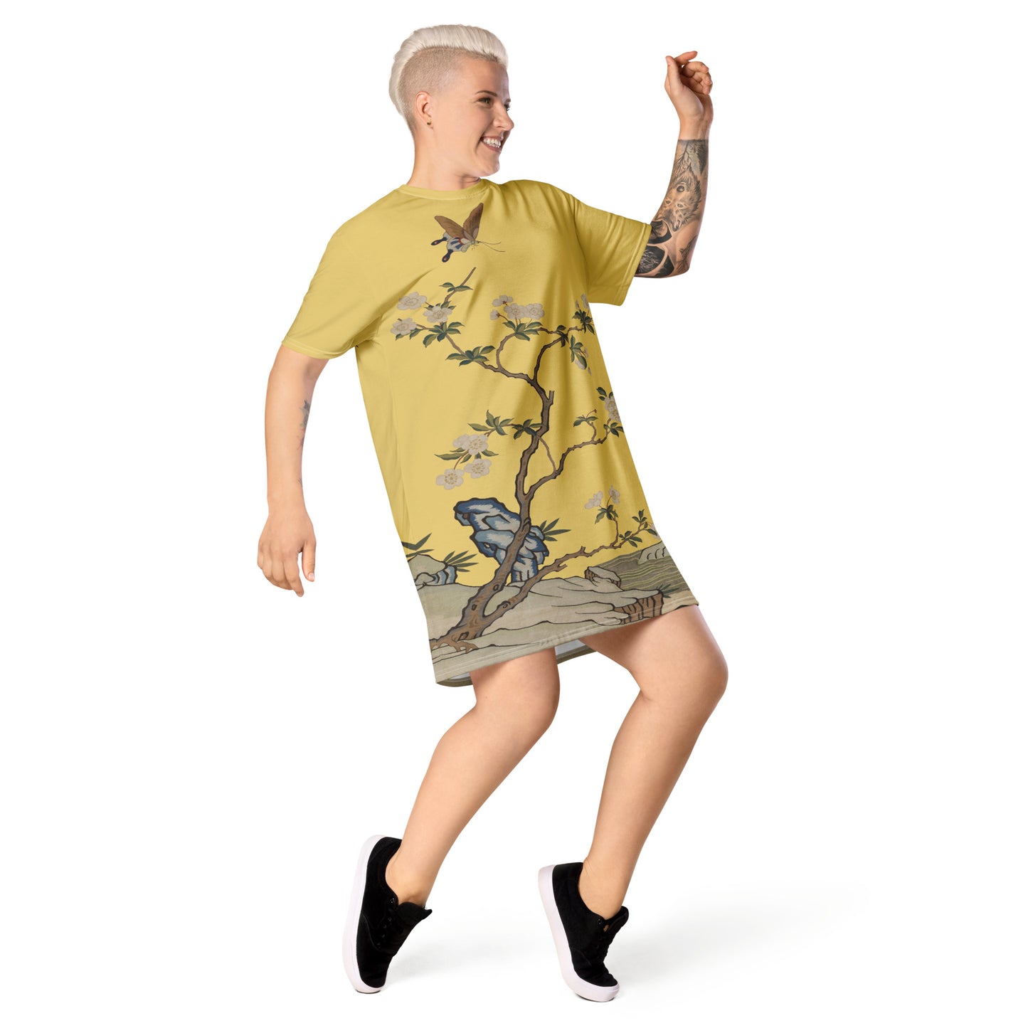 Kesi Flower Album|Plum Blossoms and Butterfly|T-shirt dress|Gold