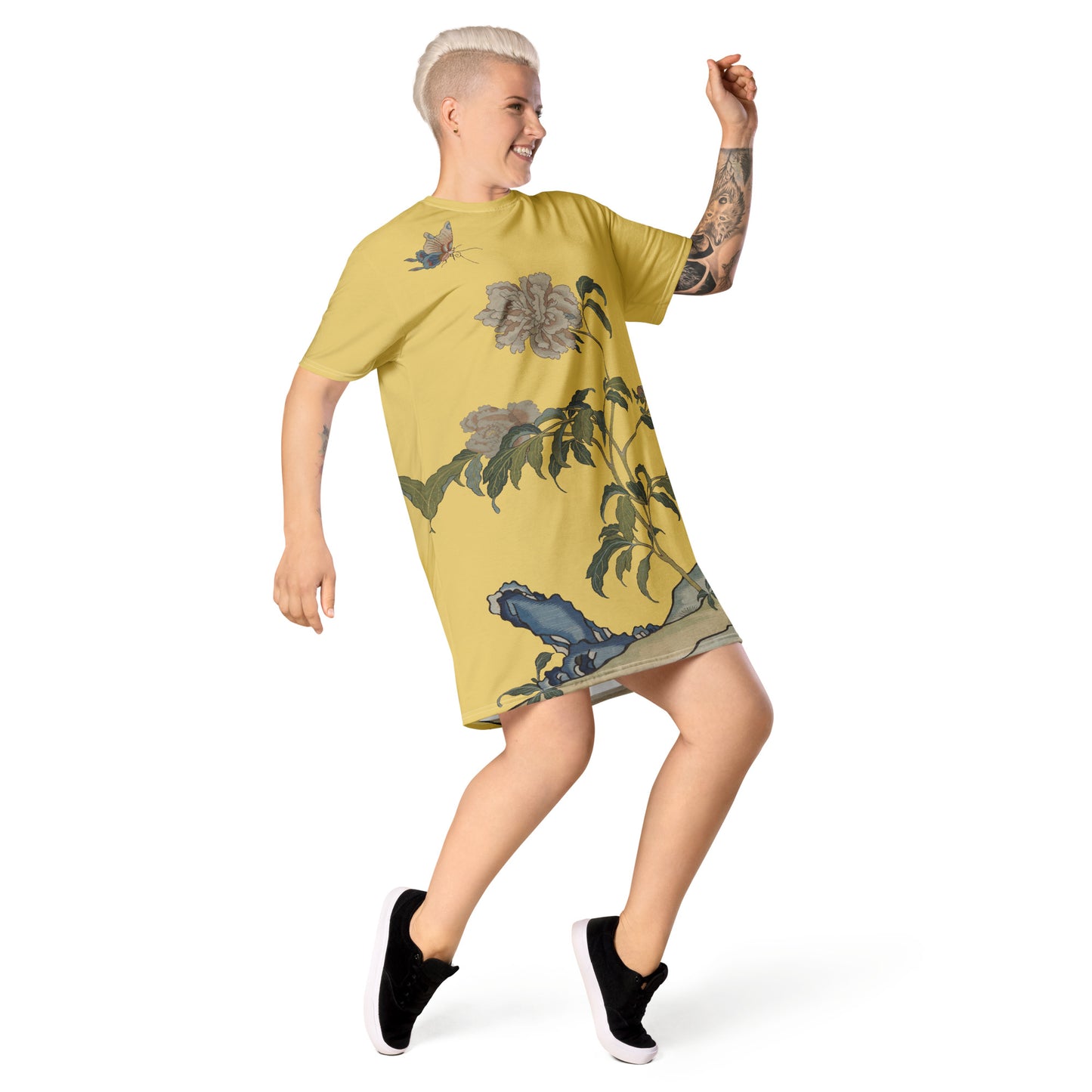 Kesi Flower Album|Peonies and Butterfly|T-shirt dress|Gold
