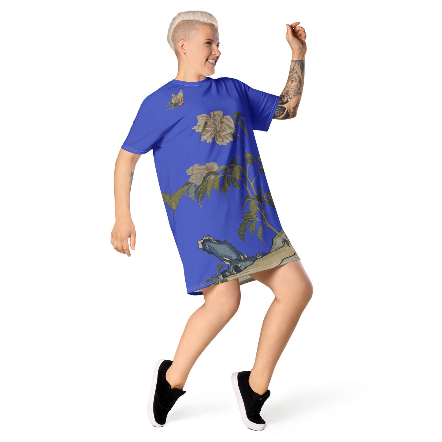 Kesi Flower Album|Peonies and Butterfly|T-shirt dress|Royal blue