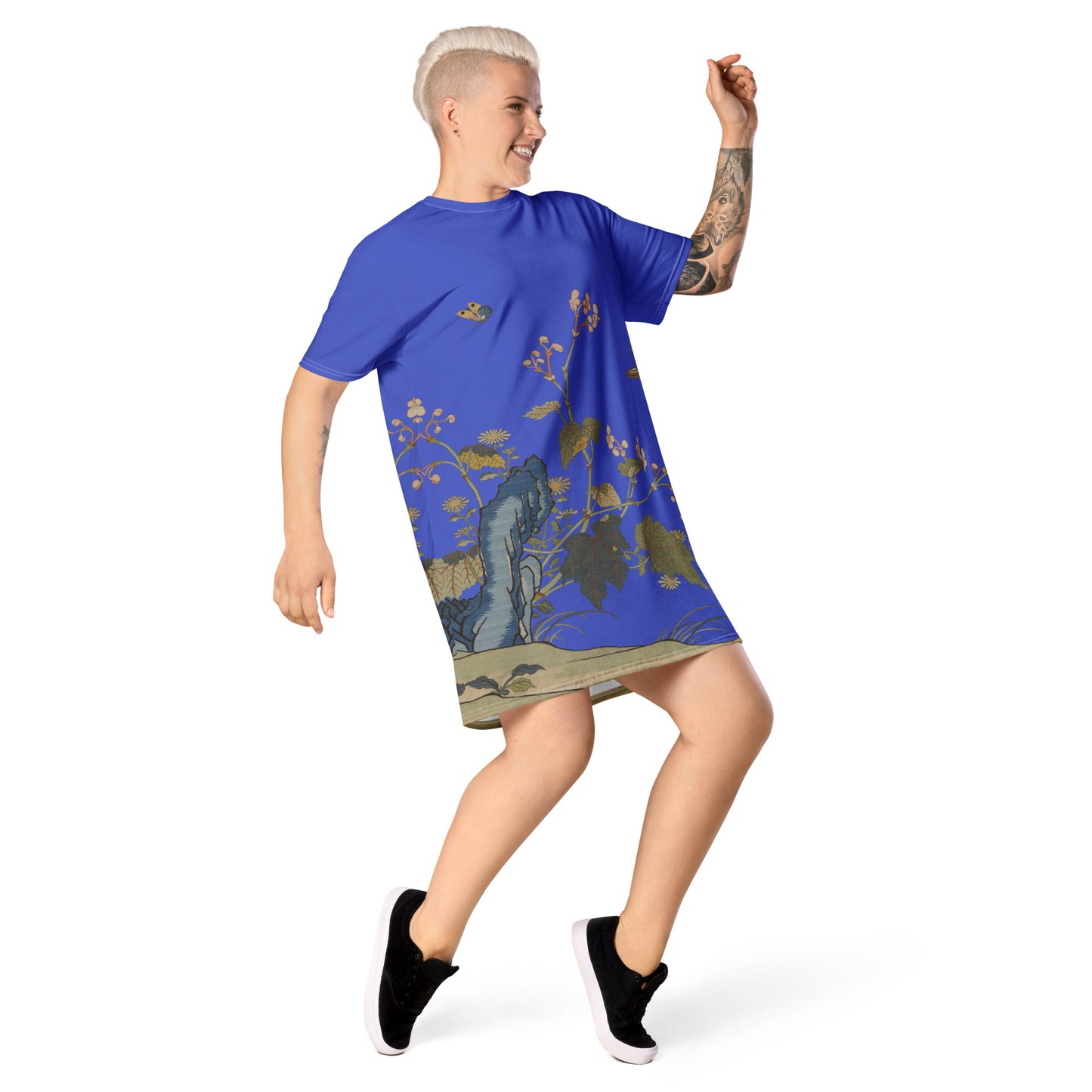 Kesi Flower Album|Begonia Blossoms|T-shirt dress|Royal blue