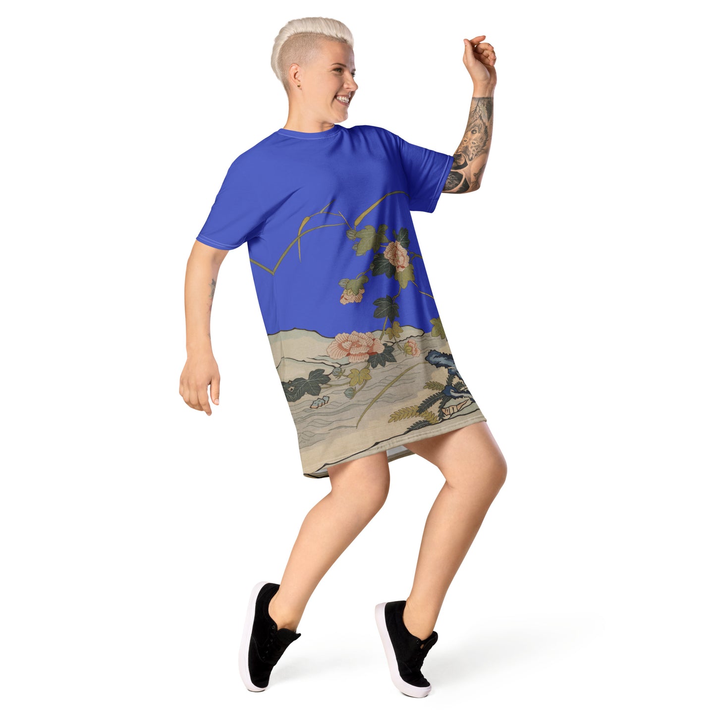 Kesi Flower Album|Hibiscus by the Water|T-shirt dress|Royal blue