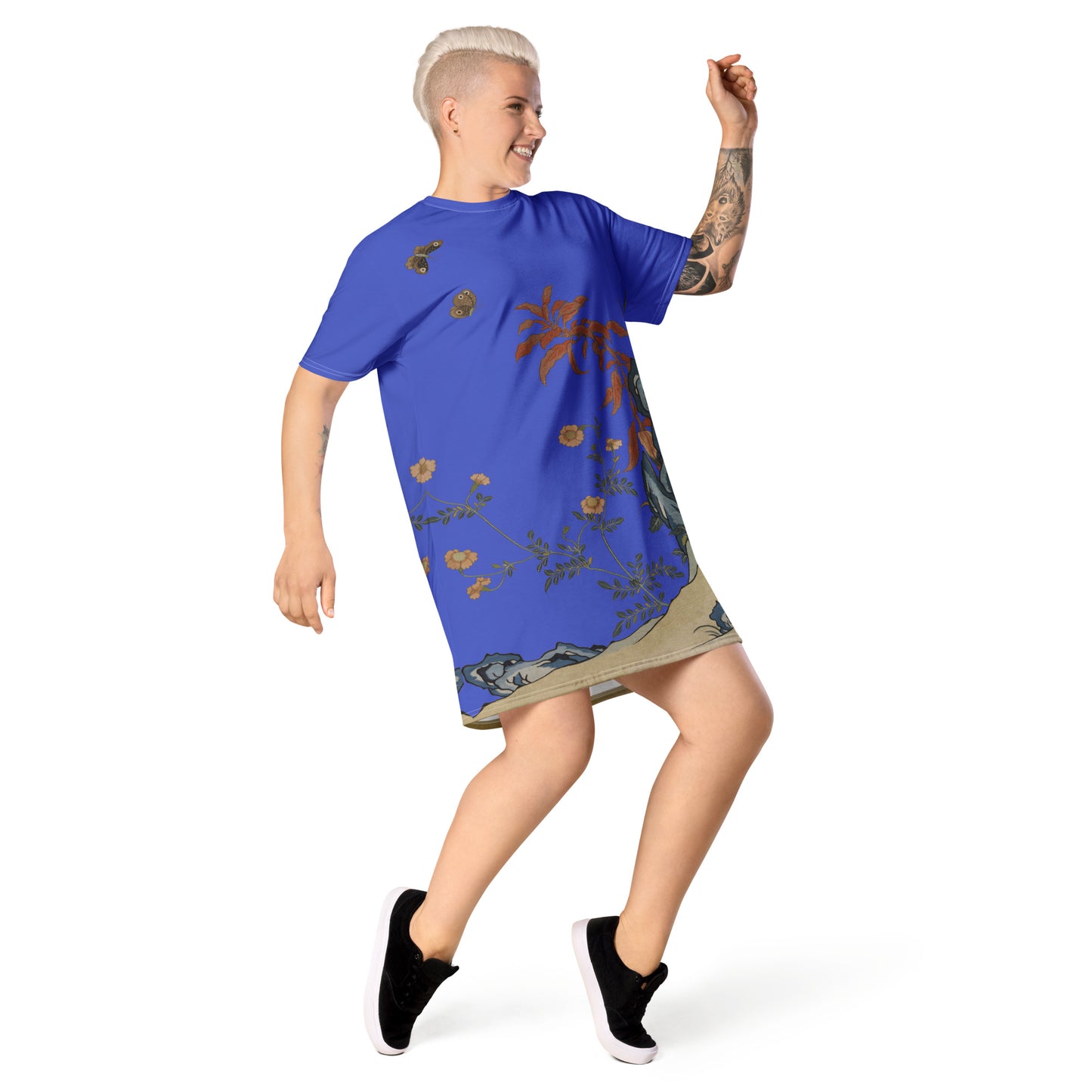 Kesi Flower Album|Butterflies and Flowers|T-shirt dress|Royal blue