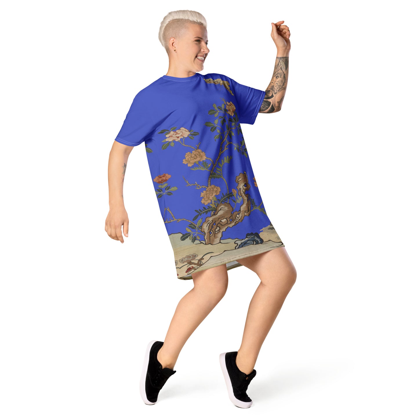 Kesi Flower Album|Camellia and Butterfly|T-shirt dress|Royal blue